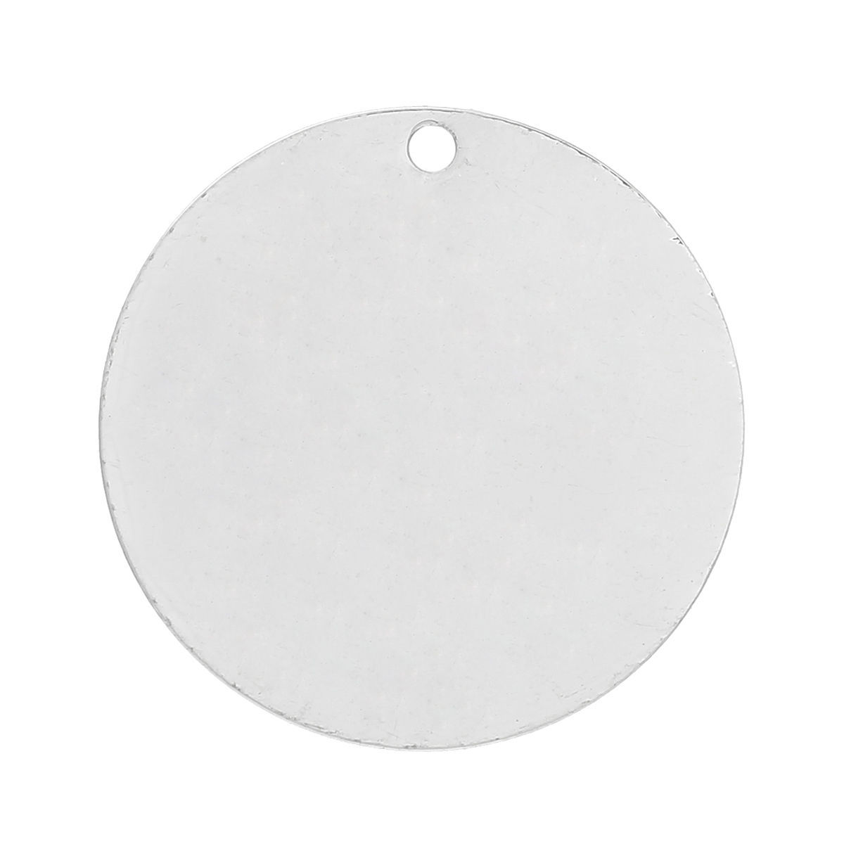 Picture of Brass Blank Stamping Tags Charm Pendants Round Disc Silver Plated 15mm( 5/8") Dia, 50 PCs