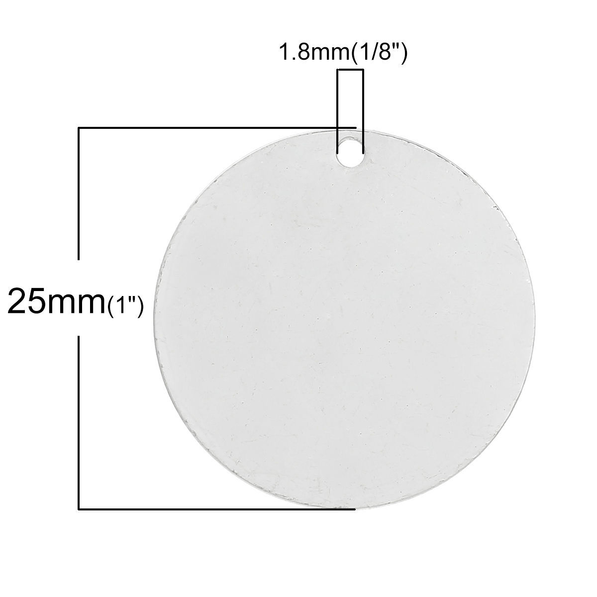 Picture of Brass Blank Stamping Tags Charm Pendants Round Disc Silver Plated 25mm(1") Dia, 20 PCs