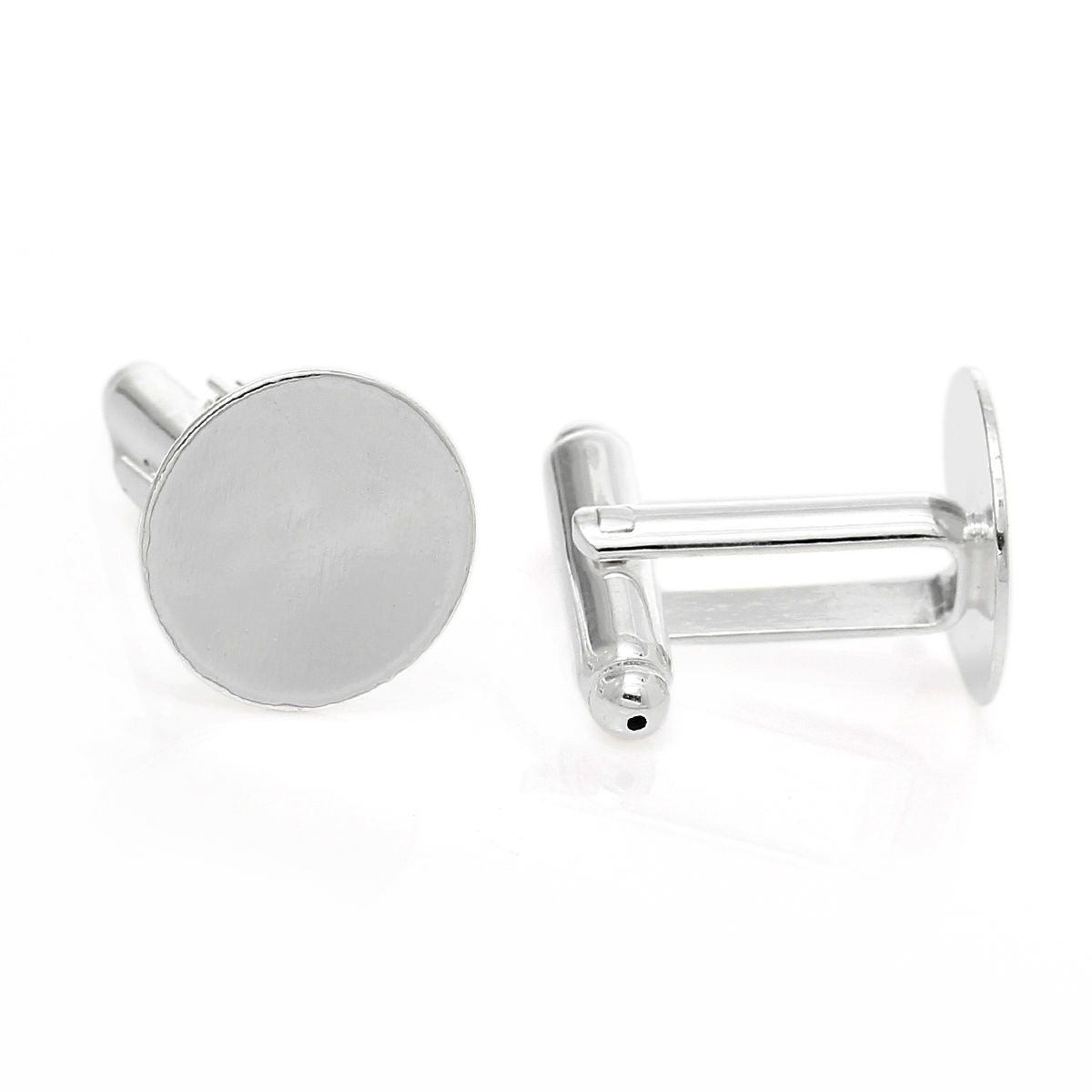 Bild von Messing Manschettenknöpfe Rund Versilbert 25mm x 14mm 10 Stück