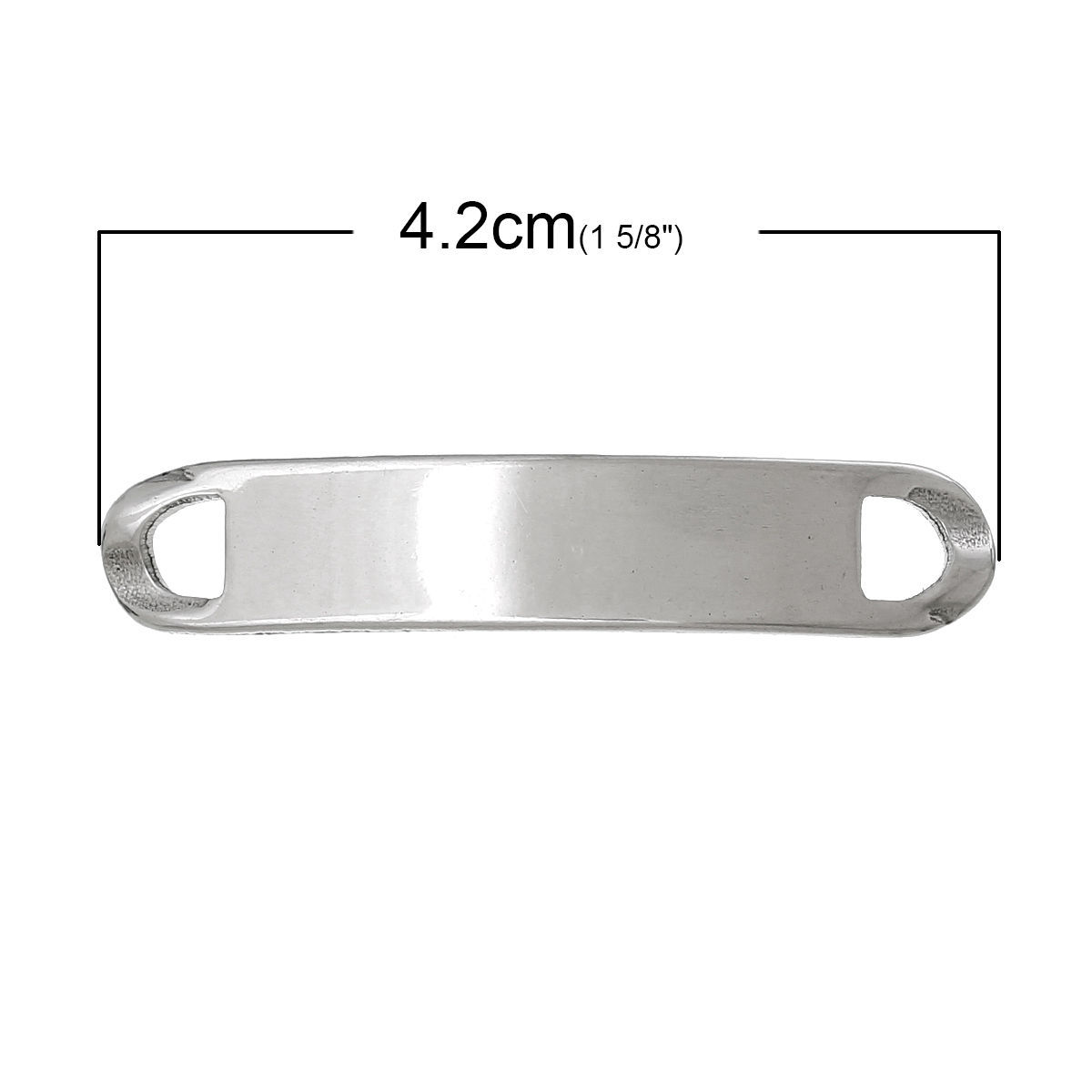 304ステンレス鋼 コネクターパーツ 長方形 シルバートーン 4.2cm x 0.8cm、 10 個 の画像