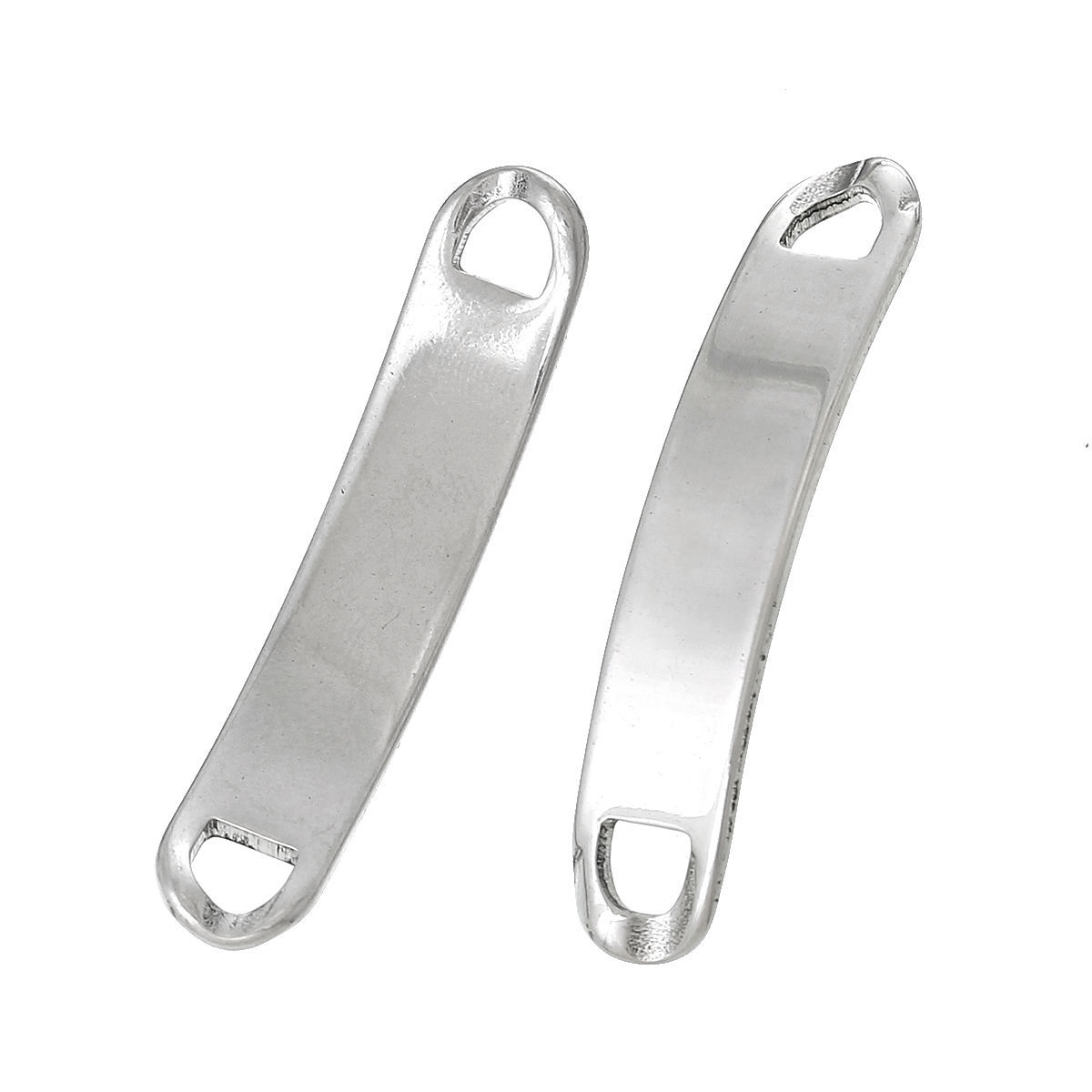 304ステンレス鋼 コネクターパーツ 長方形 シルバートーン 4.2cm x 0.8cm、 10 個 の画像