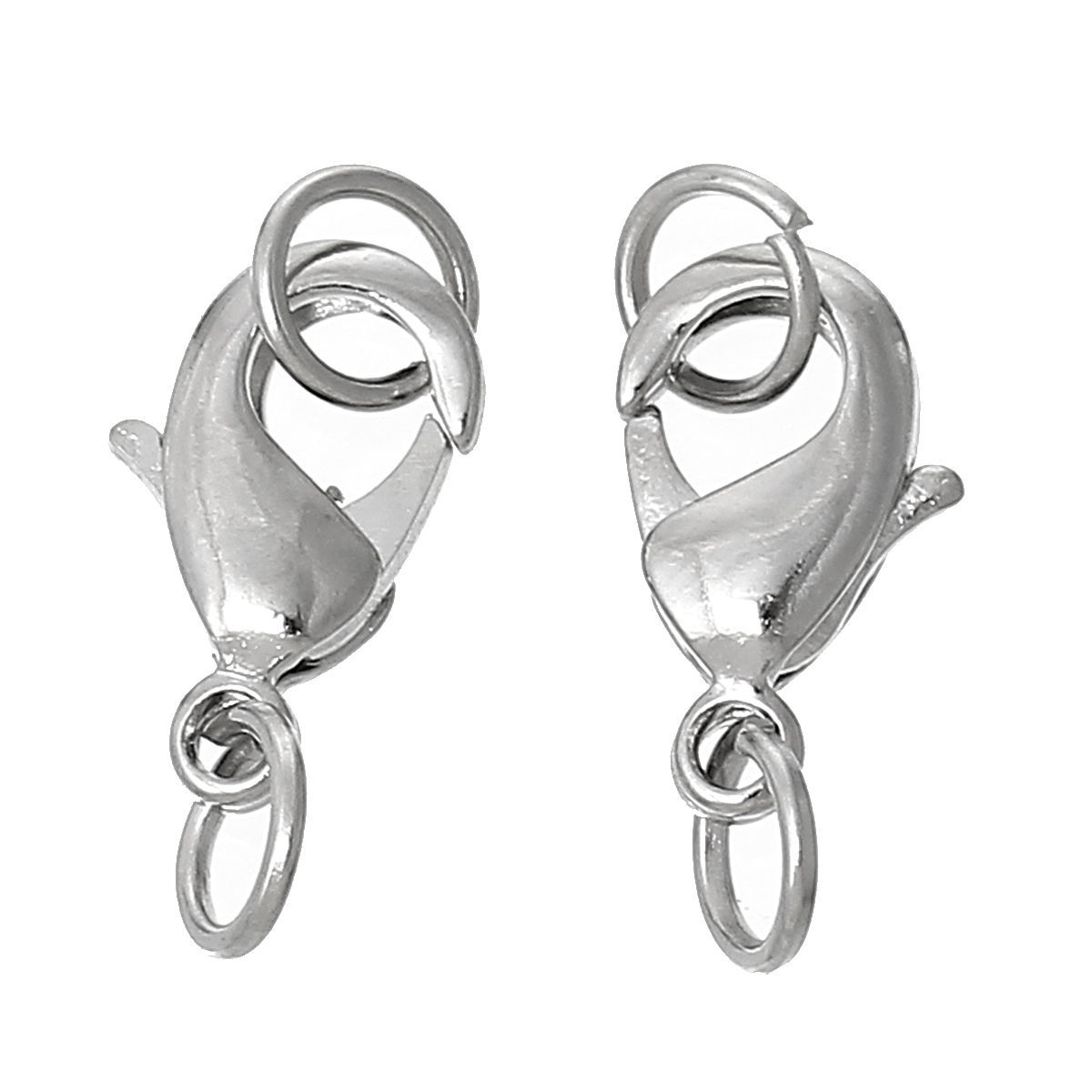 Bild von Messing Karabinerverschluss Silberfarbe 19mm x 7mm, 20 Stücke