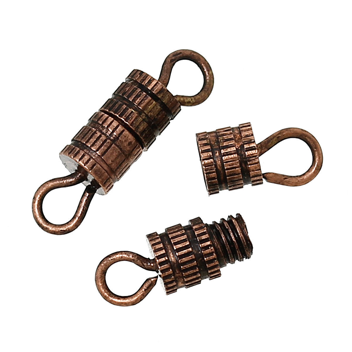 Picture of Brass Cord End Caps Cylinder Screw Antique Copper 14mm(4/8") x 4mm(1/8"), 5 PCs