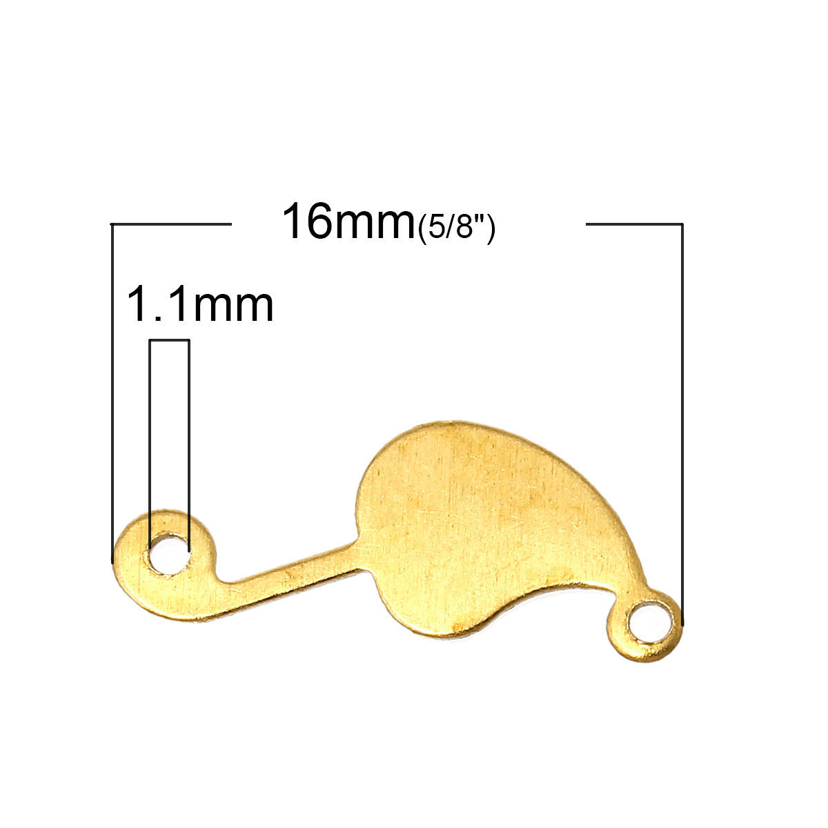 Picture of Brass Connectors Findings Findings Leaf Brass Tone 16mm( 5/8") x 9mm( 3/8"), 15 PCs