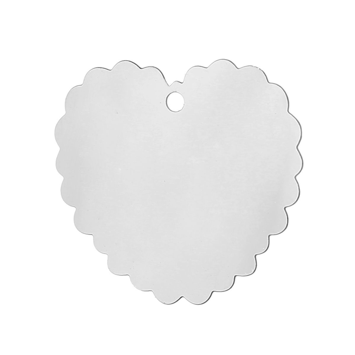 3 個 304ステンレス鋼 透かしパーツ チャーム シルバートーン ハート 23mm x 21mm、 の画像