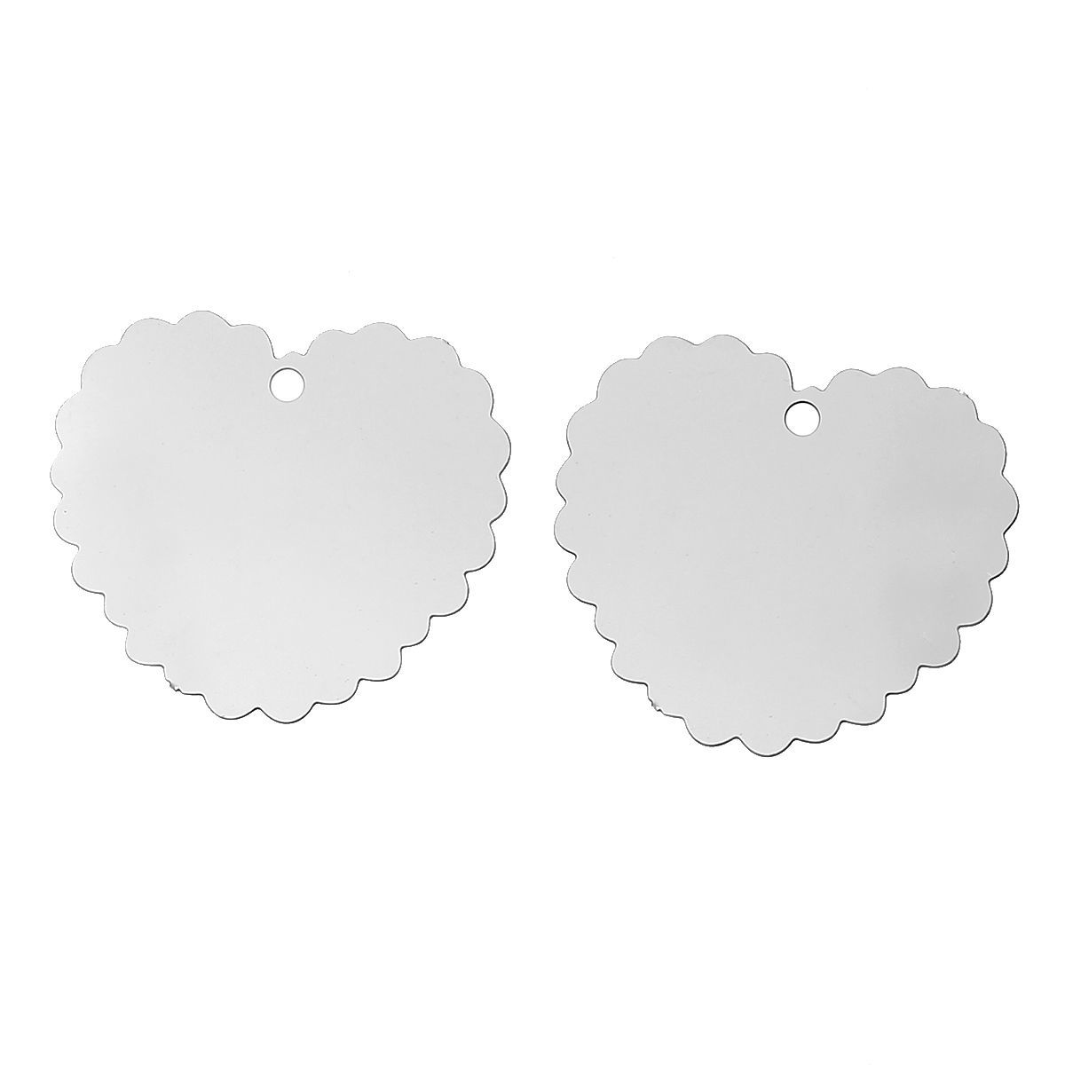 3 個 304ステンレス鋼 透かしパーツ チャーム シルバートーン ハート 23mm x 21mm、 の画像