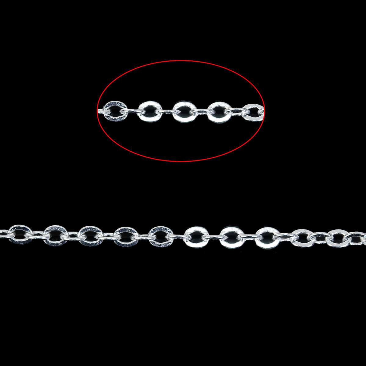 Picture of Brass Soldered Link Cable Chain Findings Silver Plated 2.4x1.9mm(1/8"x1/8"), 5 M