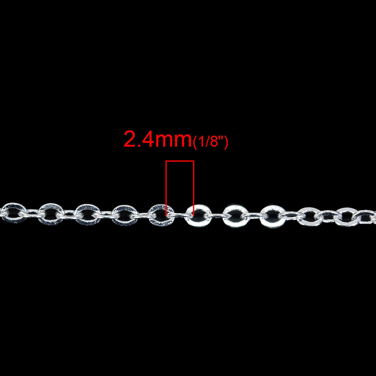 Picture of Brass Soldered Link Cable Chain Findings Silver Plated 2.4x1.9mm(1/8"x1/8"), 5 M