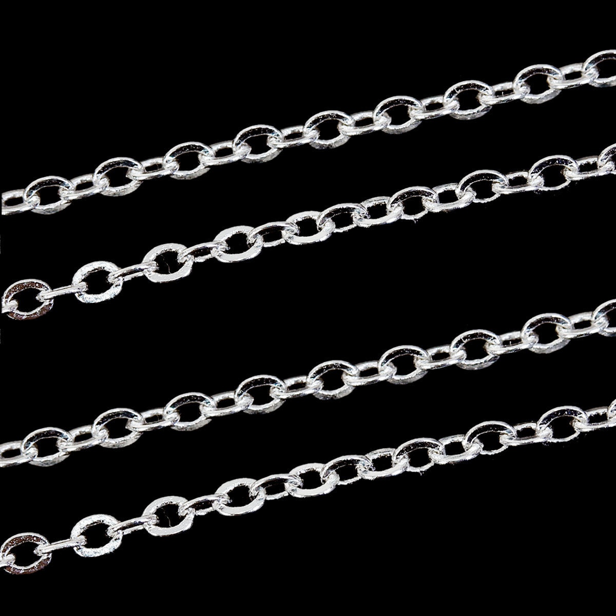 Picture of Brass Soldered Link Cable Chain Findings Silver Plated 2.4x1.9mm(1/8"x1/8"), 5 M