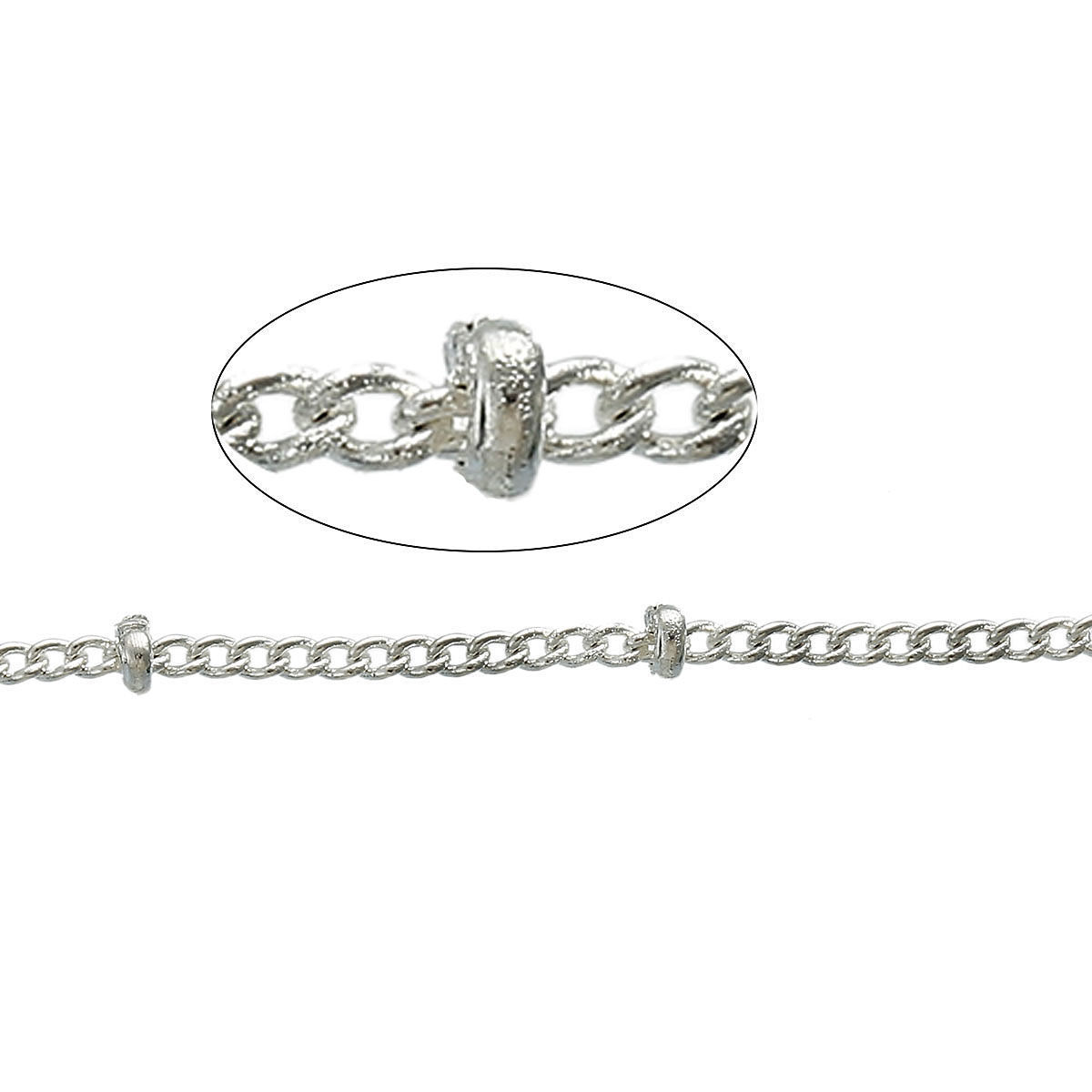Picture of Brass Soldered Link Curb Chain Findings Silver Plated 1.7x1.3mm, 5 M