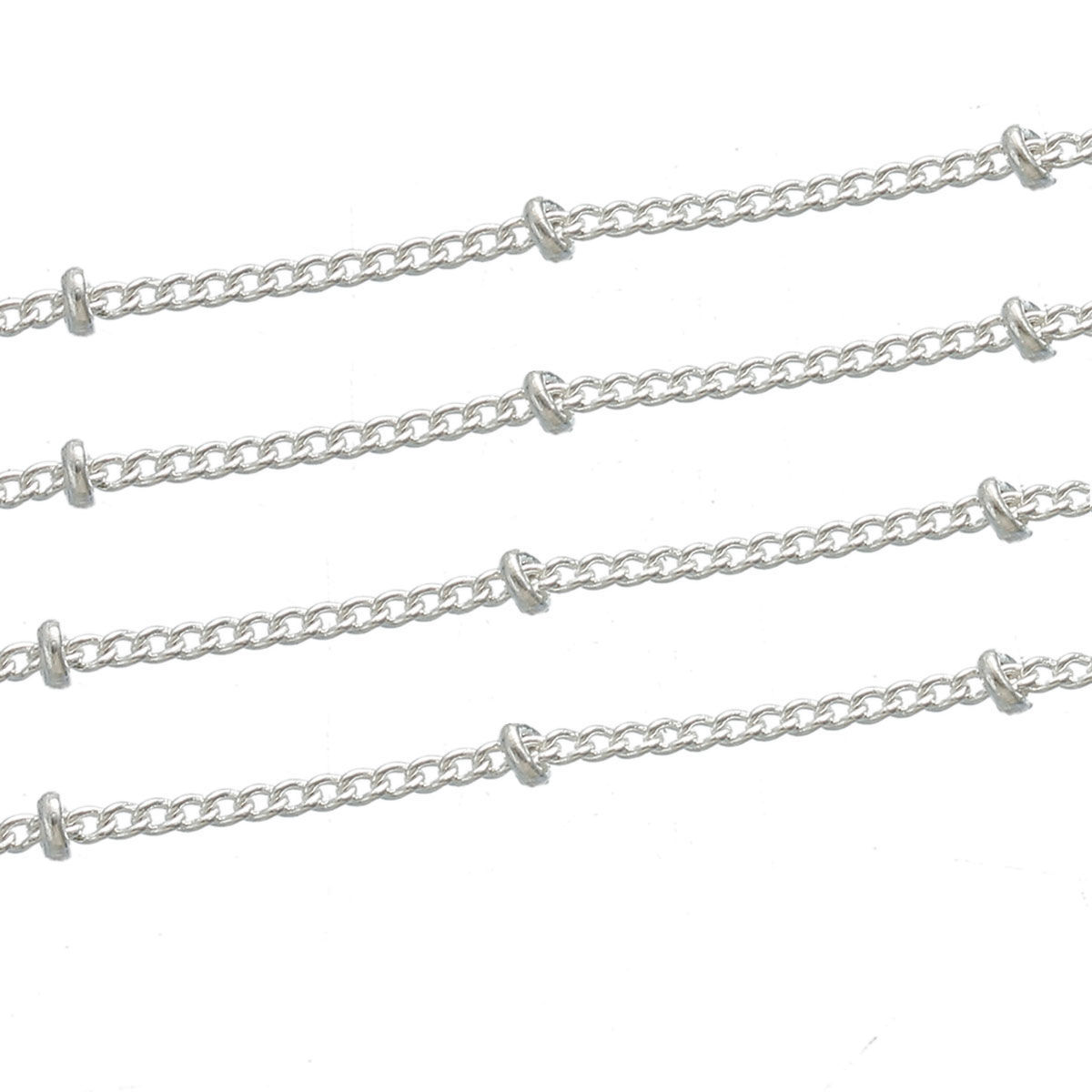 Picture of Brass Soldered Link Curb Chain Findings Silver Plated 1.7x1.3mm, 5 M