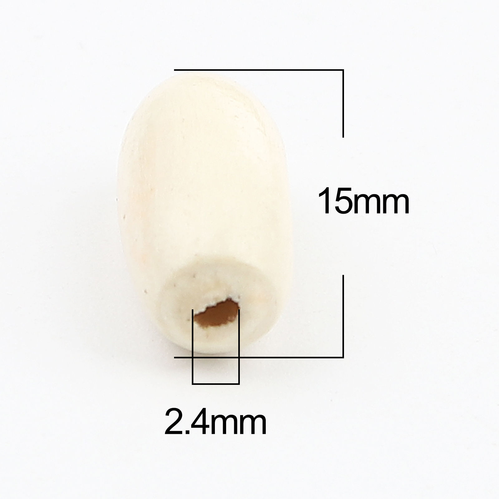 Picture of Natural Wood Spacer Beads Barrel Creamy-White About 15mm x 7mm, Hole: Approx 2.4mm, 500 PCs