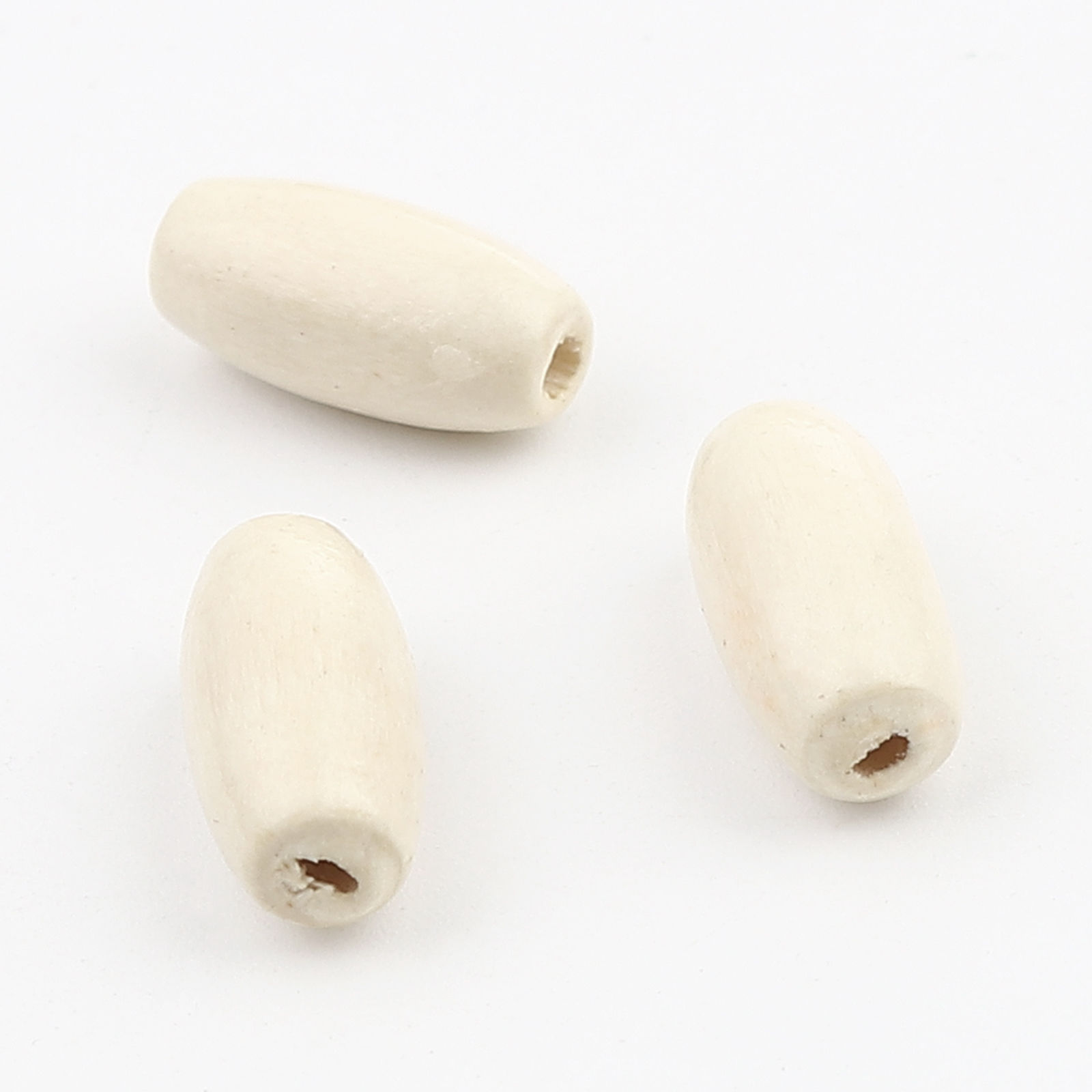 Picture of Natural Wood Spacer Beads Barrel Creamy-White About 15mm x 7mm, Hole: Approx 2.4mm, 500 PCs