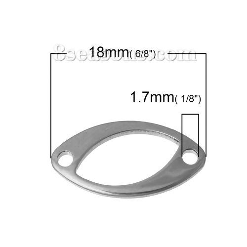 Immagine di Acciaio Inossidabile Connettore Accessori Olive Tono Argento Filigrana 18mm x 9mm, 10 Pz