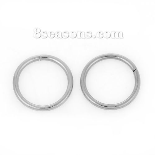 Picture of 200 PCs 12mm Dia., 1.2mm(17 gauge) Stainless Steel Open Jump Rings Findings For Jewelry Making Silver Tone Round