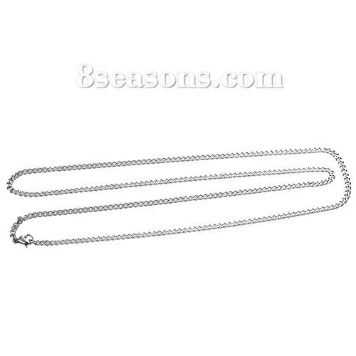 Picture of 304 Stainless Steel Jewelry Chain Necklace Silver Tone Link Curb Chain 61.5cm(24 2/8") long, Chain Size: 4x2.7mm(1/8"x1/8"), 1 Piece