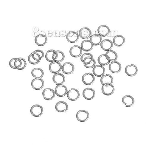 Picture of 500 PCs 3mm Dia., 0.5mm(24 gauge) 304 Stainless Steel Open Jump Rings Findings For Jewelry Making Silver Tone Round
