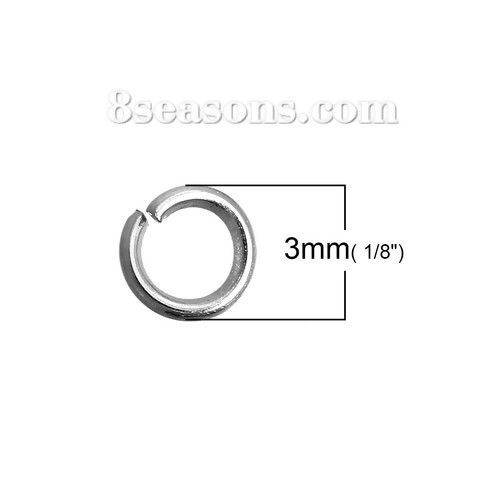Picture of 500 PCs 3mm Dia., 0.5mm(24 gauge) 304 Stainless Steel Open Jump Rings Findings For Jewelry Making Silver Tone Round