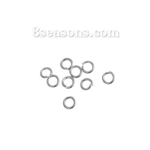 Picture of 500 PCs 3mm Dia., 0.5mm(24 gauge) 304 Stainless Steel Open Jump Rings Findings For Jewelry Making Silver Tone Round