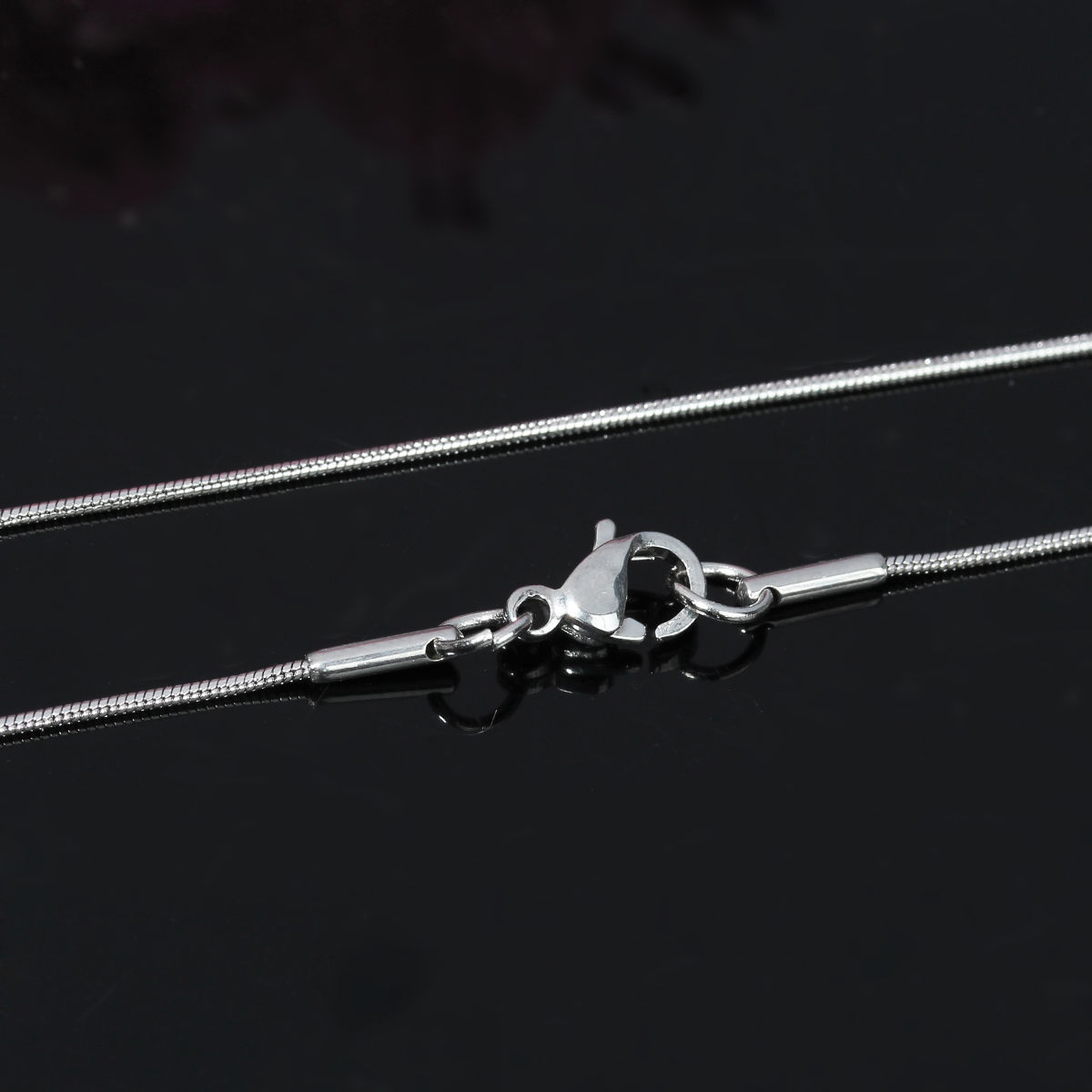 Picture of 304 Stainless Steel Snake Chain Jewelry Necklace Silver Tone 50cm(19 5/8") long, Chain Size: 1mm, 1 Piece