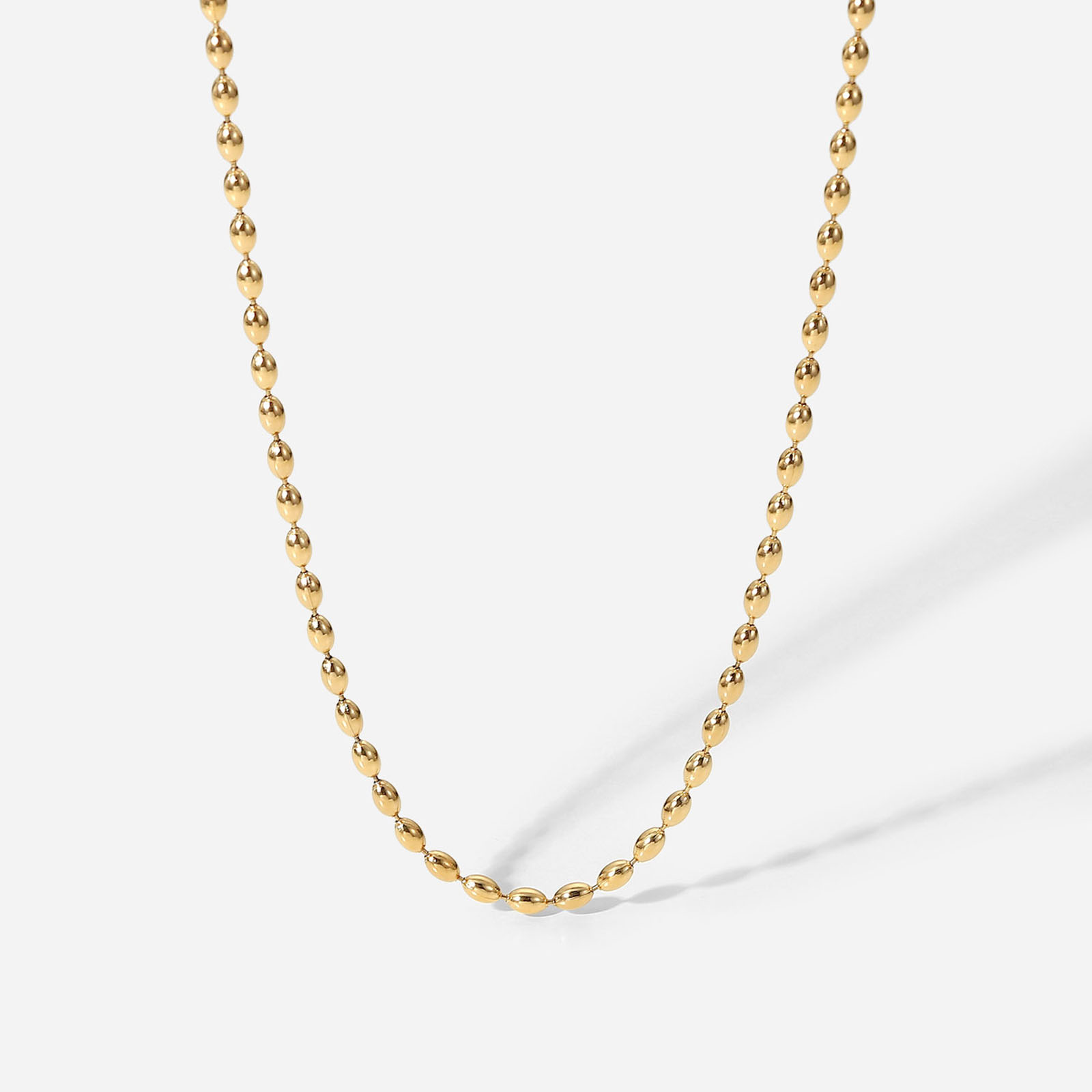 Picture of 1 Piece Vacuum Plating Simple & Casual Exquisite 14K Gold Plated 304 Stainless Steel Ball Chain Necklace For Women 41.5cm(16 3/8") long