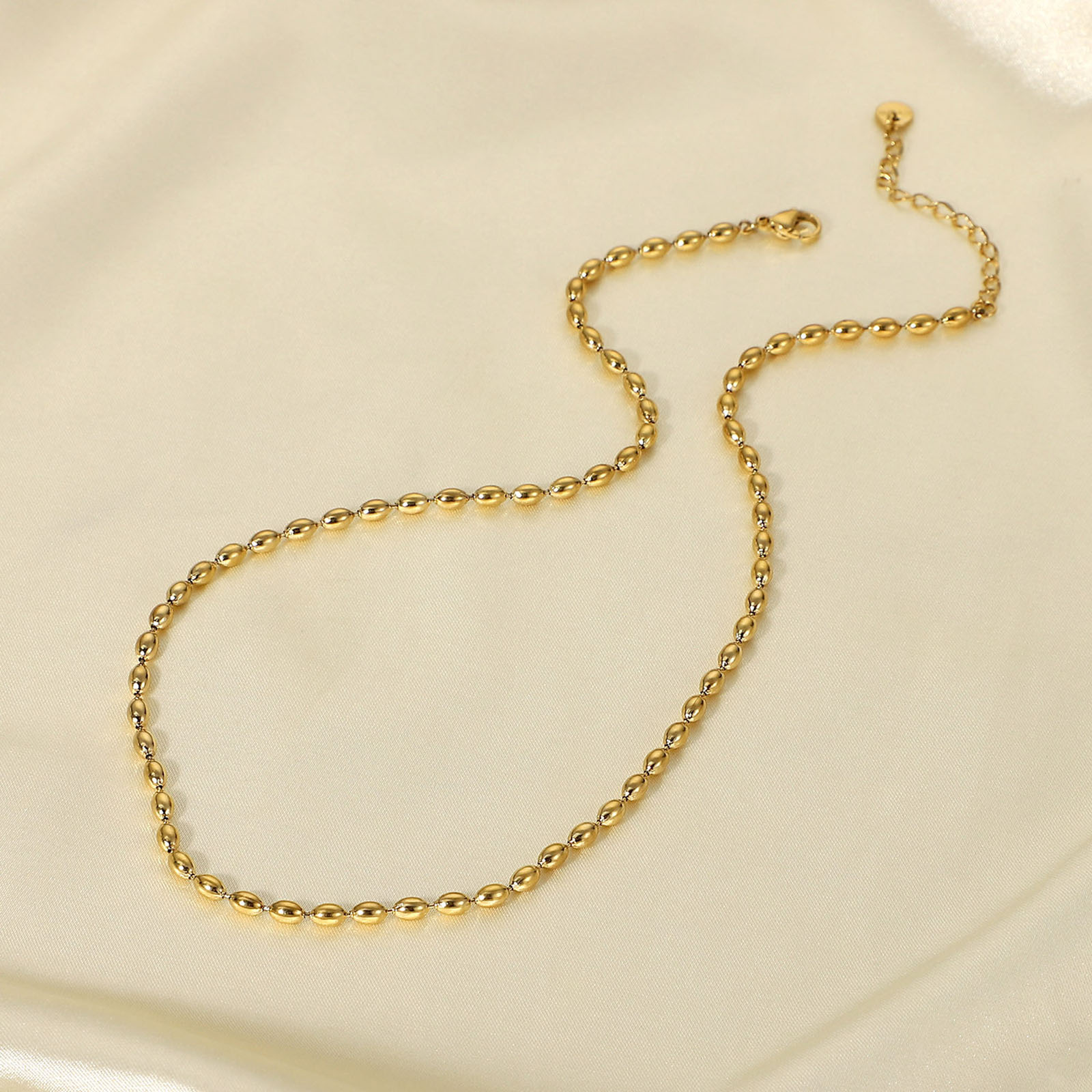 Picture of 1 Piece Vacuum Plating Simple & Casual Exquisite 14K Gold Plated 304 Stainless Steel Ball Chain Necklace For Women 41.5cm(16 3/8") long