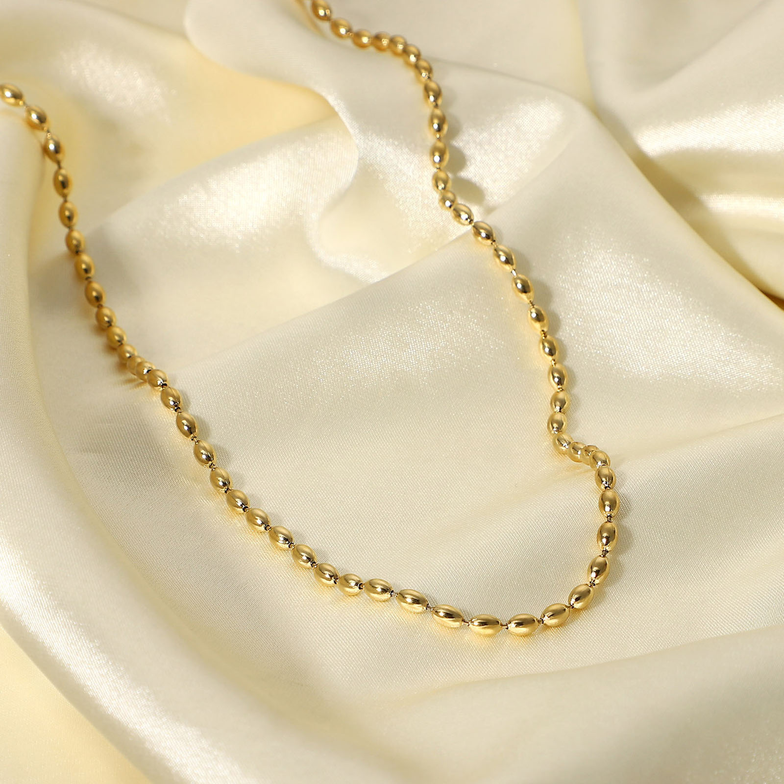 Picture of 1 Piece Vacuum Plating Simple & Casual Exquisite 14K Gold Plated 304 Stainless Steel Ball Chain Necklace For Women 41.5cm(16 3/8") long