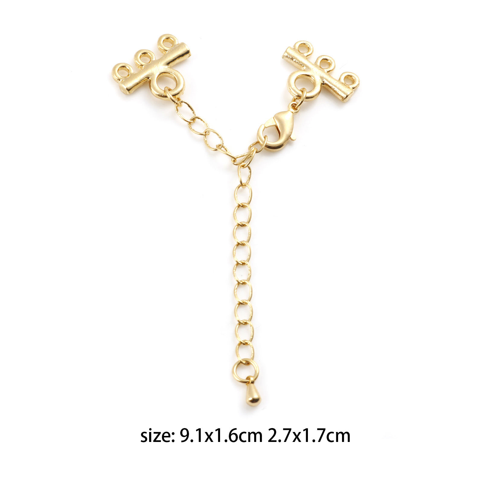 Picture of Brass End Caps Real Gold Plated 9.1x1.6cm 2.7x1.7cm, 1 Set