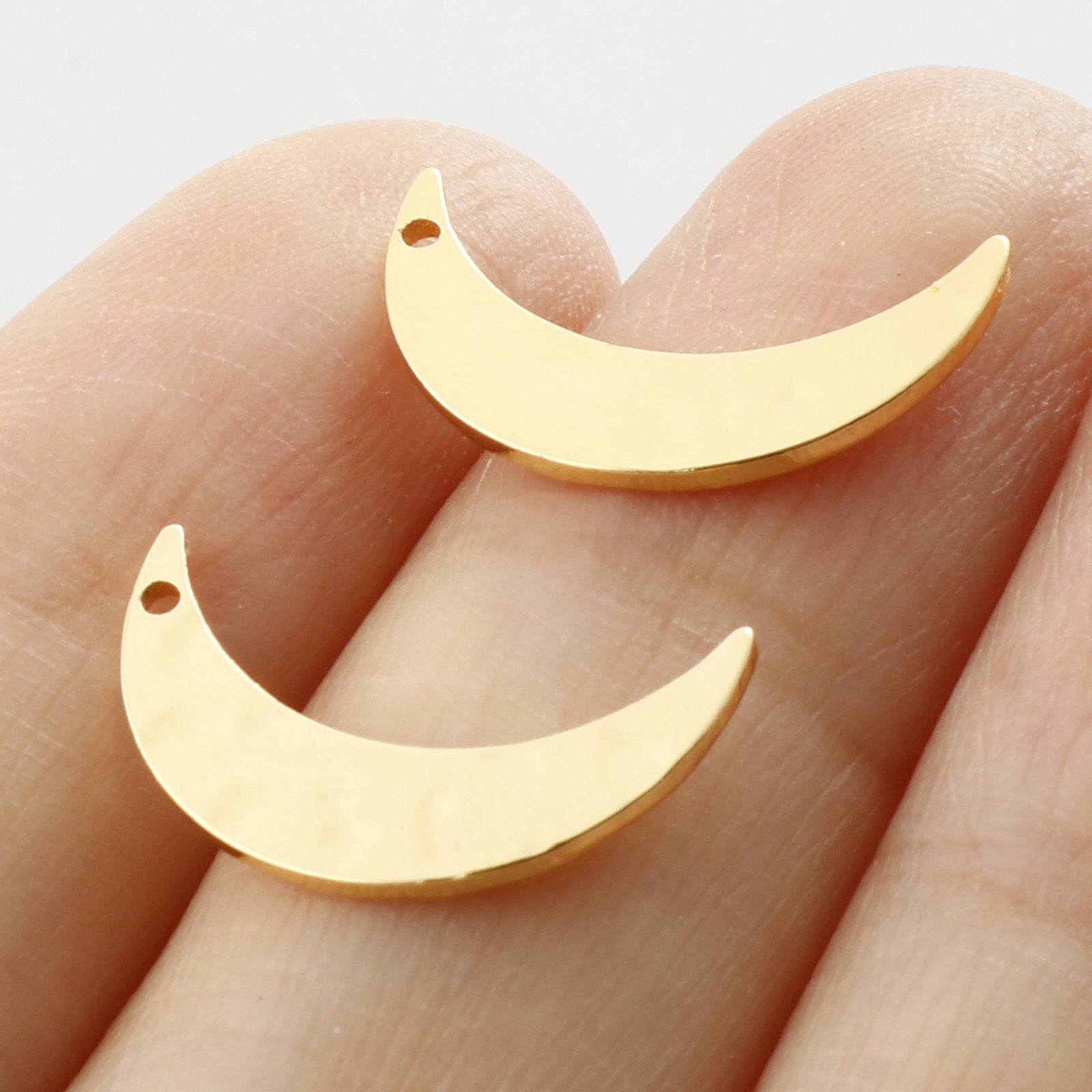 Picture of Brass Galaxy Charms Half Moon Real Gold Plated 16mm x 9mm, 5 PCs