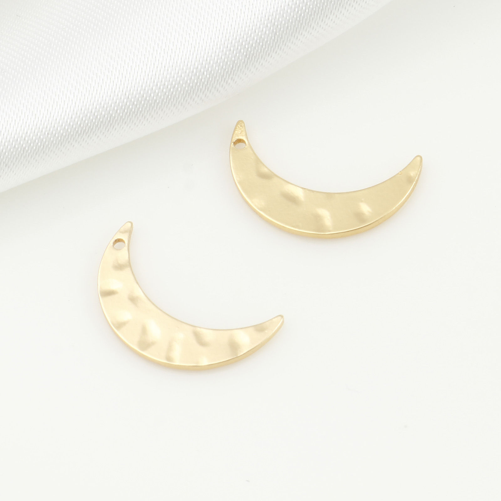 Picture of Brass Galaxy Charms Half Moon Real Gold Plated 16mm x 9mm, 5 PCs