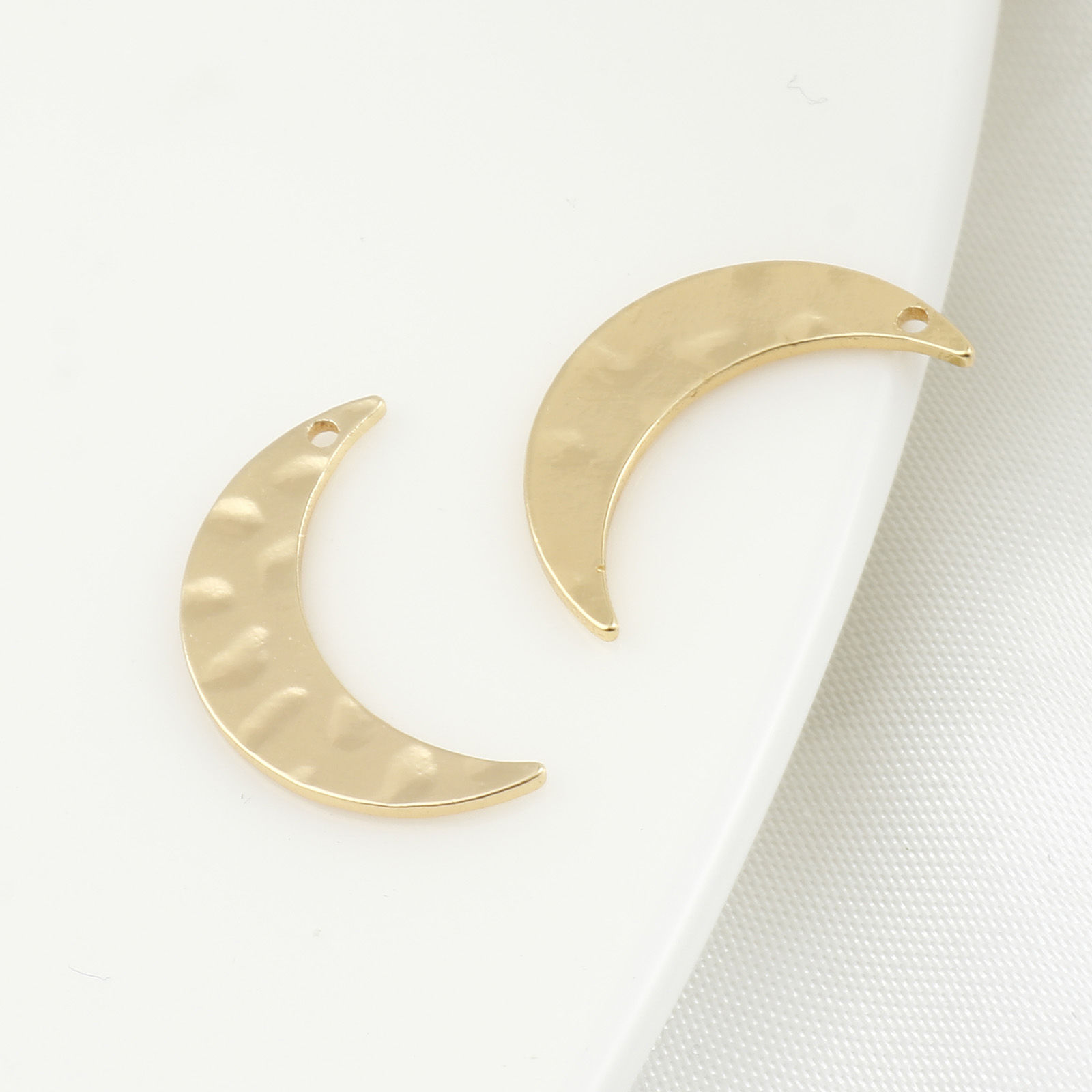 Picture of Brass Galaxy Charms Half Moon Real Gold Plated 16mm x 9mm, 5 PCs