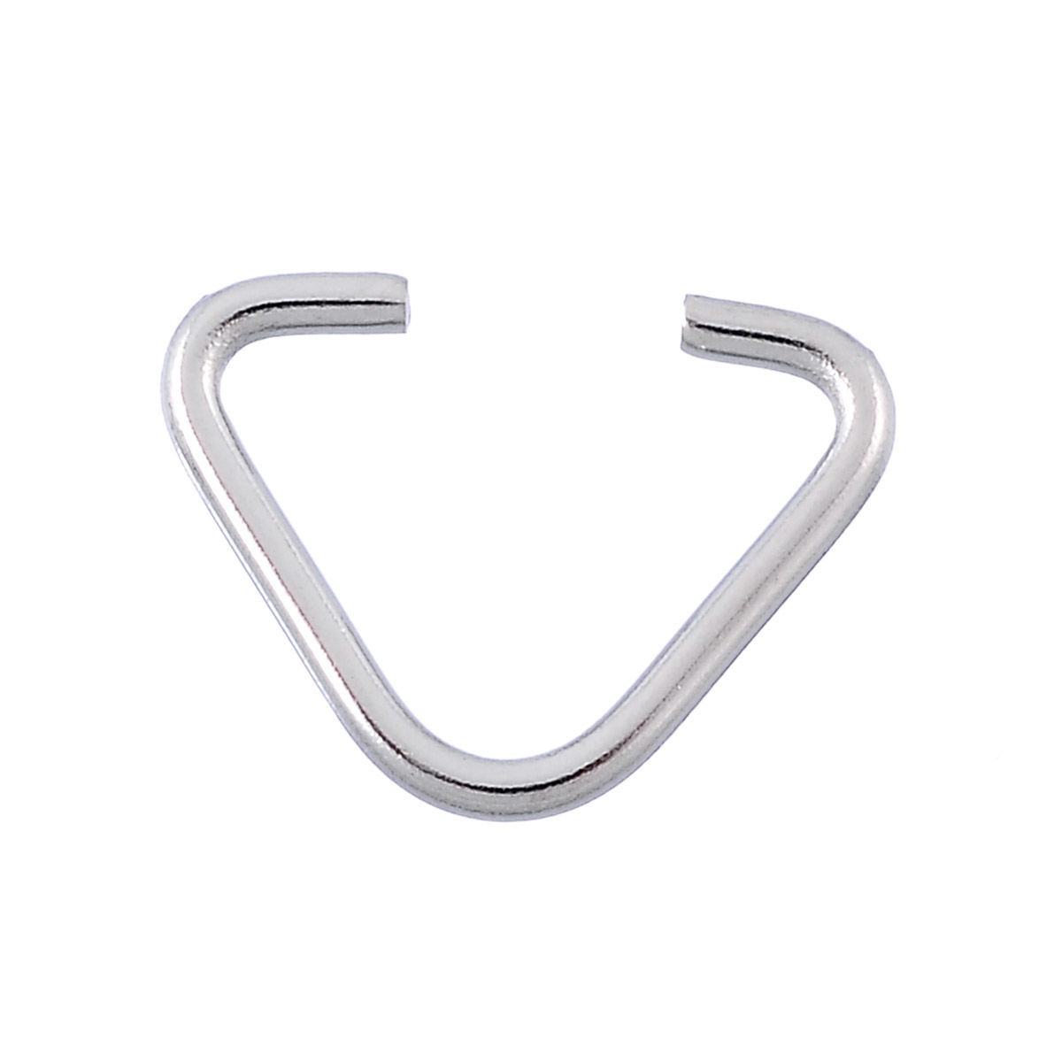 Picture of 30 PCs 13mm x 10mm, 1.2mm(17 gauge) 304 Stainless Steel Open Jump Rings Findings For Jewelry Making Silver Tone Triangle