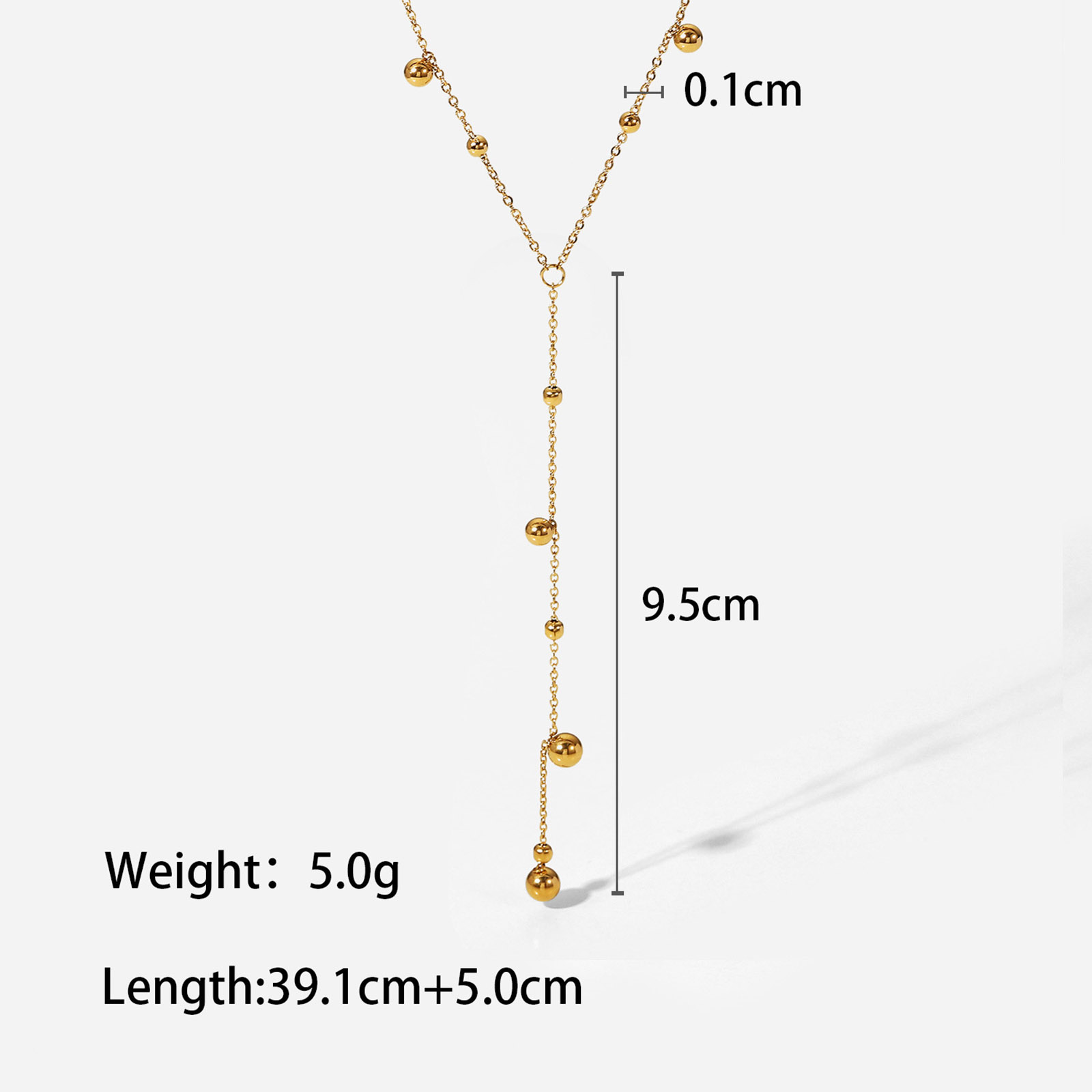 Imagen de 1 Unidad Enchapado al Vacío Sencillo & Casual Exquisito Chapado en Oro de 18K 304 Acero Inoxidable Cadenas Bola Panícula Ronda Collares Para Mujeres 39cm longitud