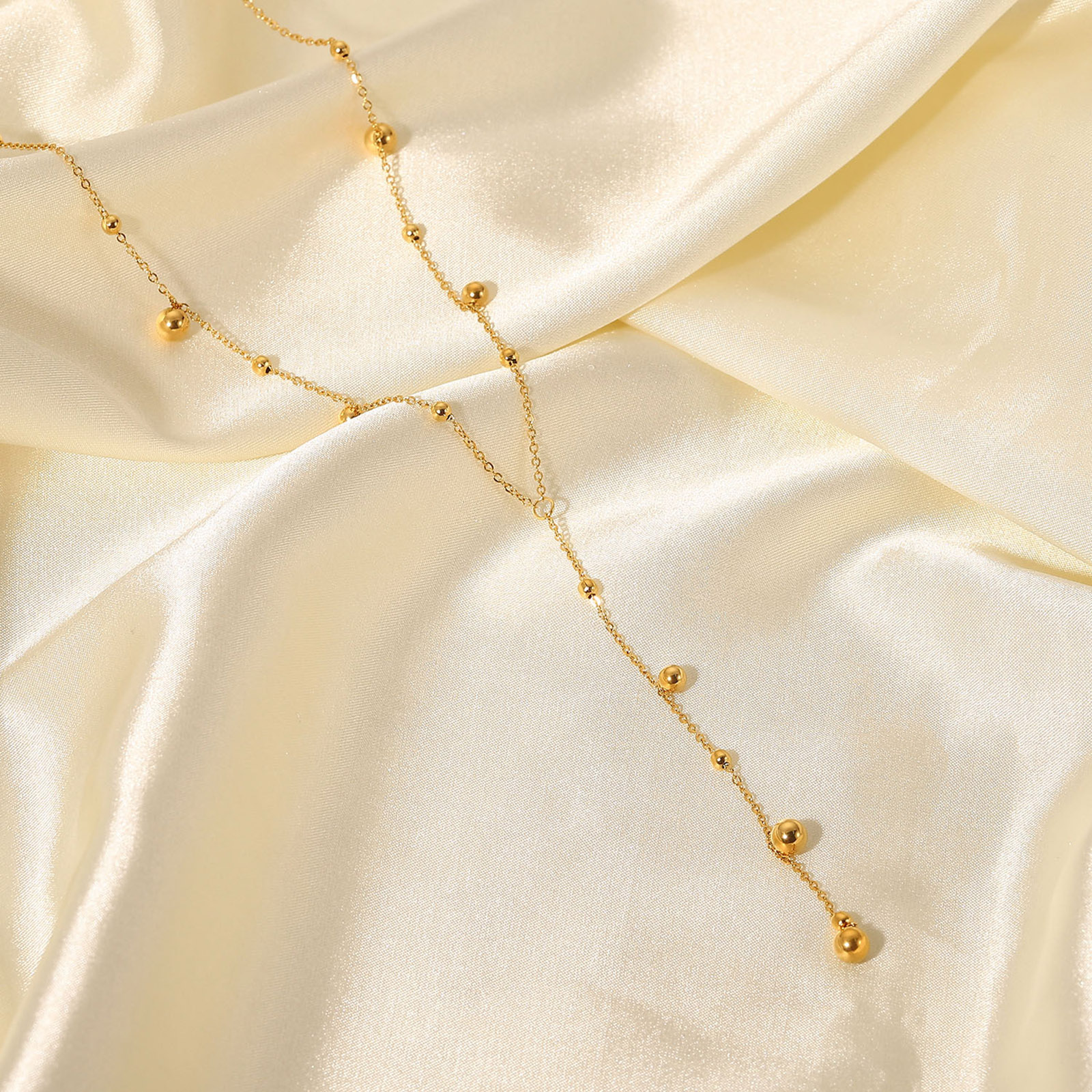 Imagen de 1 Unidad Enchapado al Vacío Sencillo & Casual Exquisito Chapado en Oro de 18K 304 Acero Inoxidable Cadenas Bola Panícula Ronda Collares Para Mujeres 39cm longitud