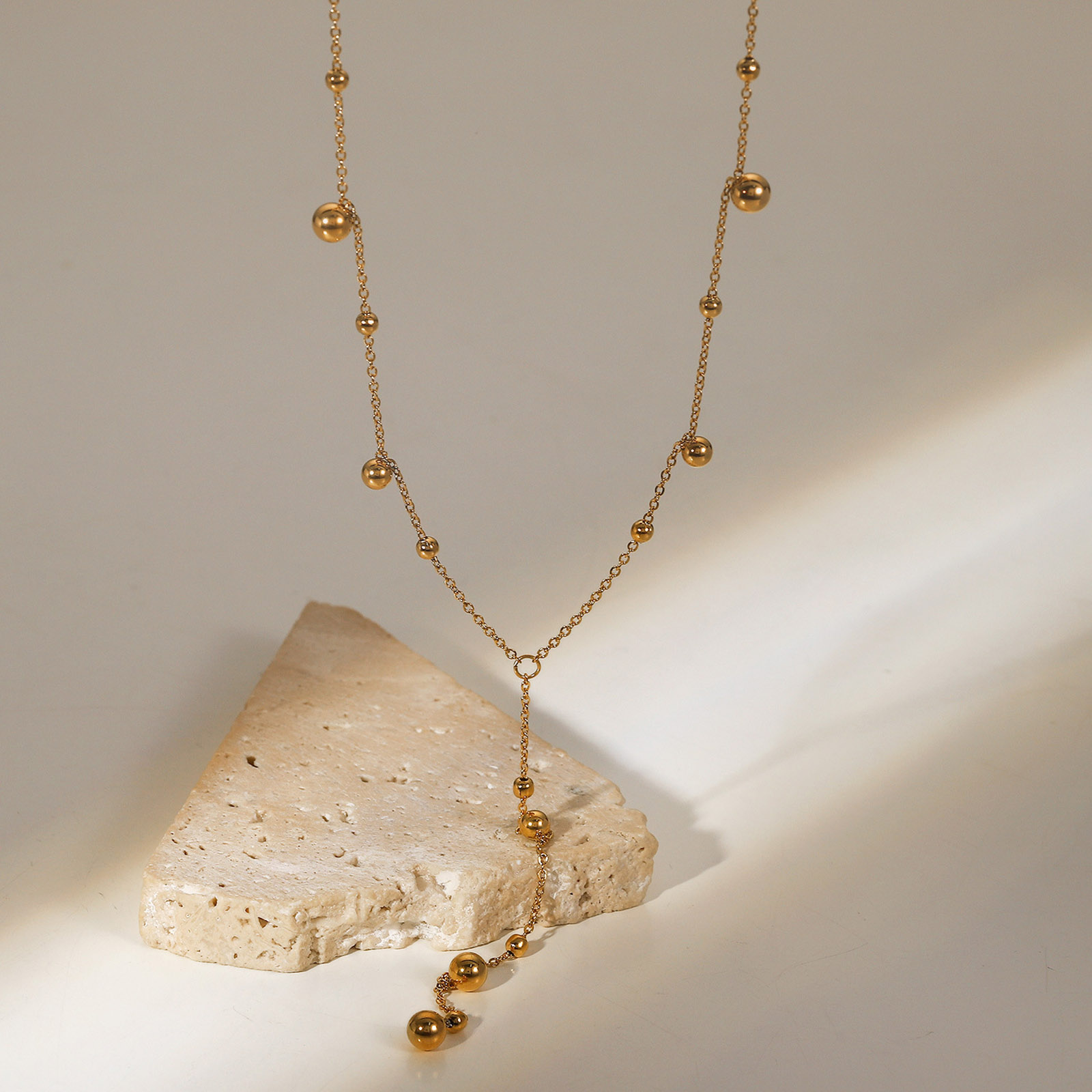 Imagen de 1 Unidad Enchapado al Vacío Sencillo & Casual Exquisito Chapado en Oro de 18K 304 Acero Inoxidable Cadenas Bola Panícula Ronda Collares Para Mujeres 39cm longitud