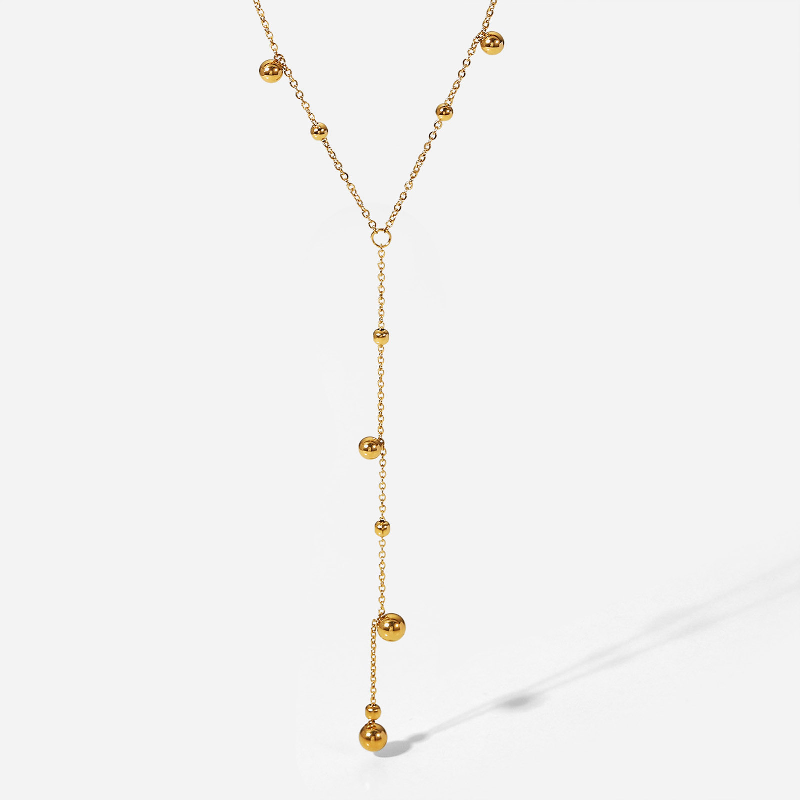 Imagen de 1 Unidad Enchapado al Vacío Sencillo & Casual Exquisito Chapado en Oro de 18K 304 Acero Inoxidable Cadenas Bola Panícula Ronda Collares Para Mujeres 39cm longitud