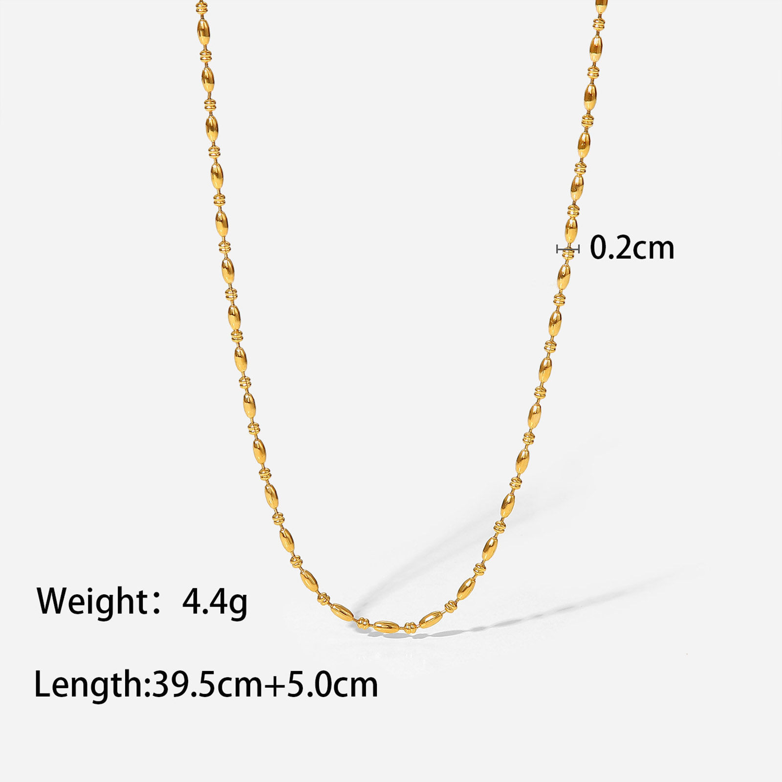 Picture of 1 Piece Vacuum Plating Stainless Steel Ins Style Ball Chain Necklace 18K Gold Plated 40cm(15 6/8") long