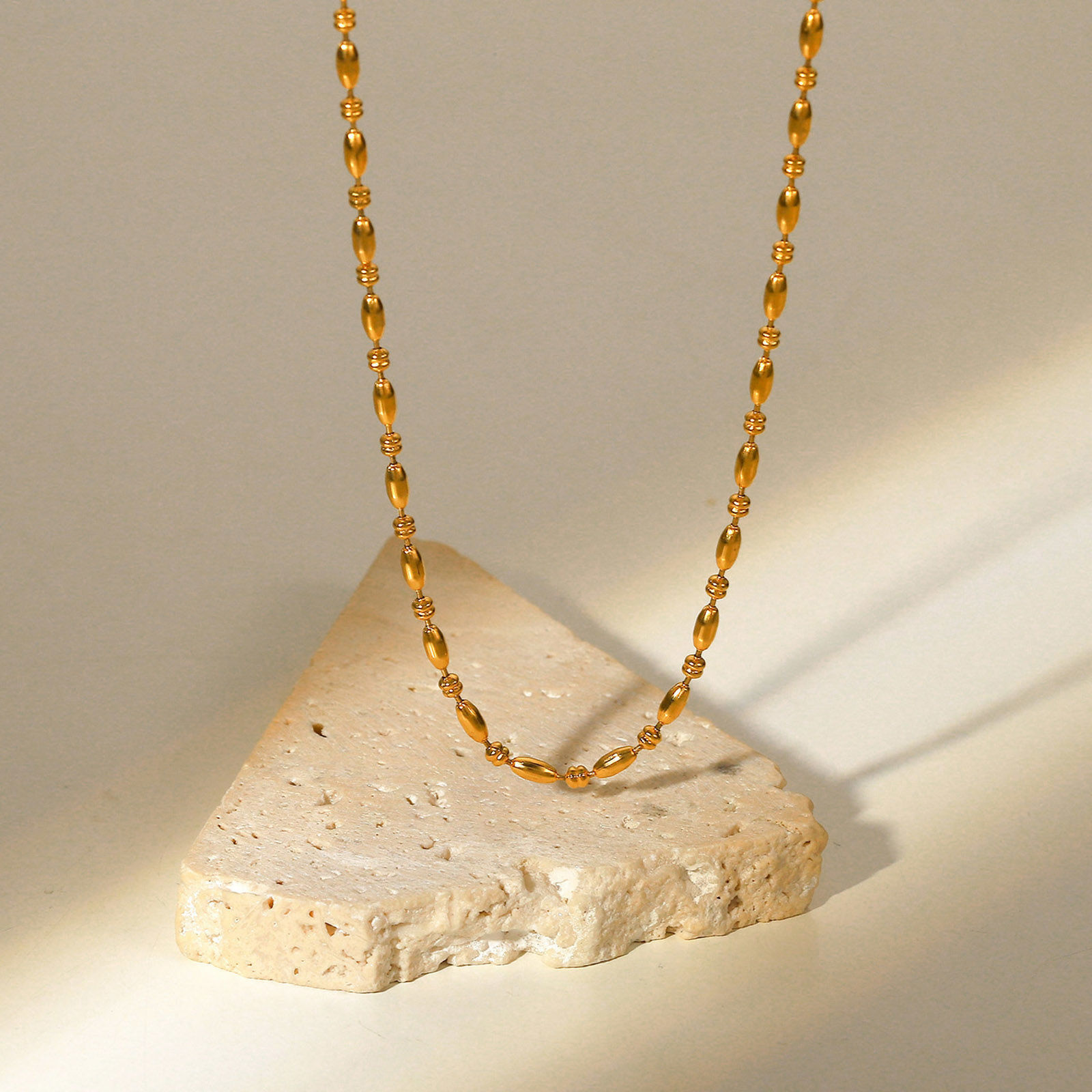 Picture of 1 Piece Vacuum Plating Stainless Steel Ins Style Ball Chain Necklace 18K Gold Plated 40cm(15 6/8") long