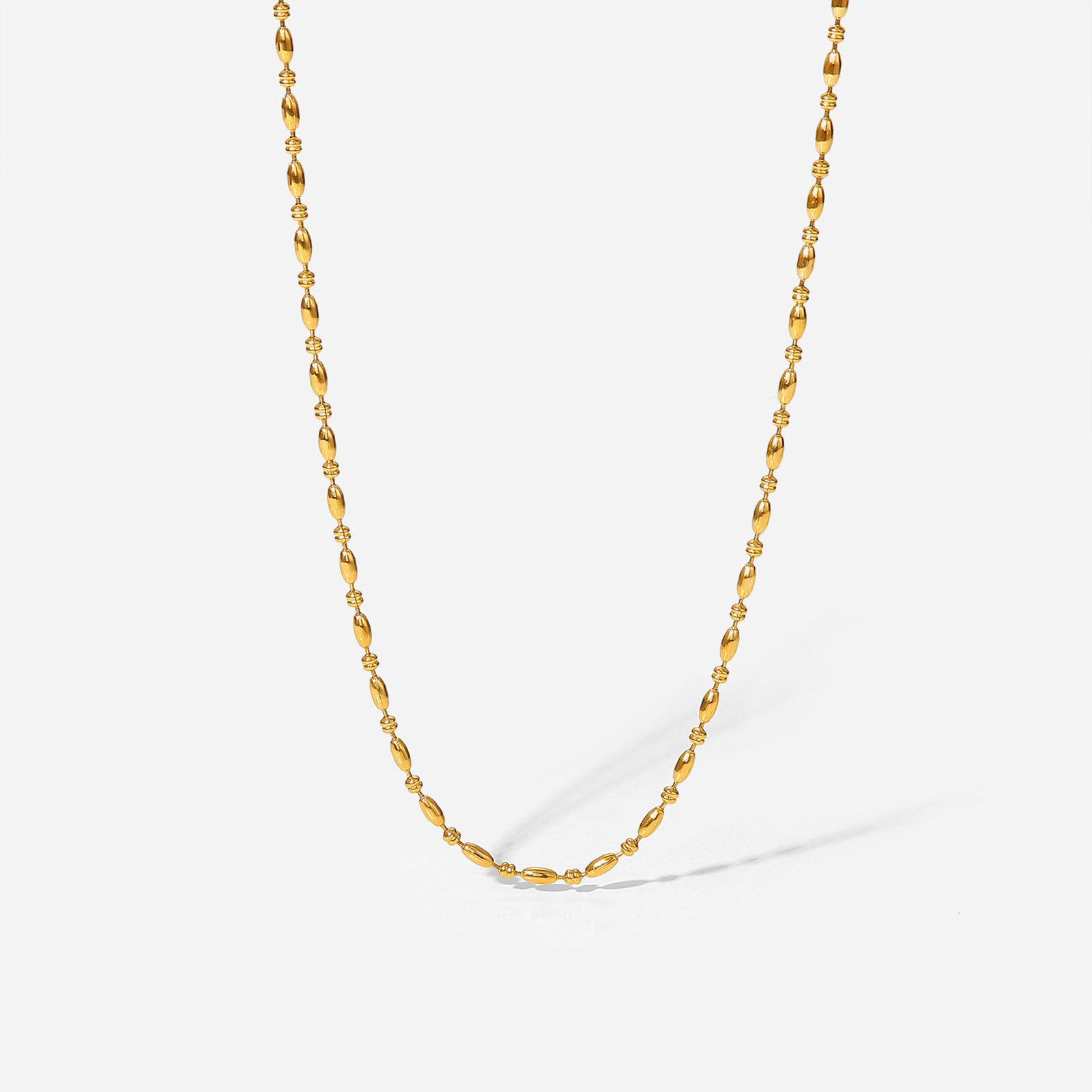Picture of 1 Piece Vacuum Plating Stainless Steel Ins Style Ball Chain Necklace 18K Gold Plated 40cm(15 6/8") long