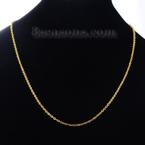 Picture of 1 Piece Vacuum Plating 304 Stainless Steel Link Cable Chain Necklace For DIY Jewelry Making Gold Plated 50cm(19 5/8") long