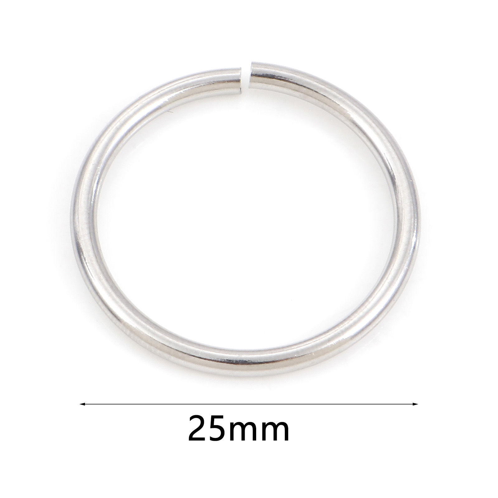 20 個 25mm 直径、 2mm（12号） 304ステンレス鋼 丸カン 丸カン シルバートーン 円形 の画像