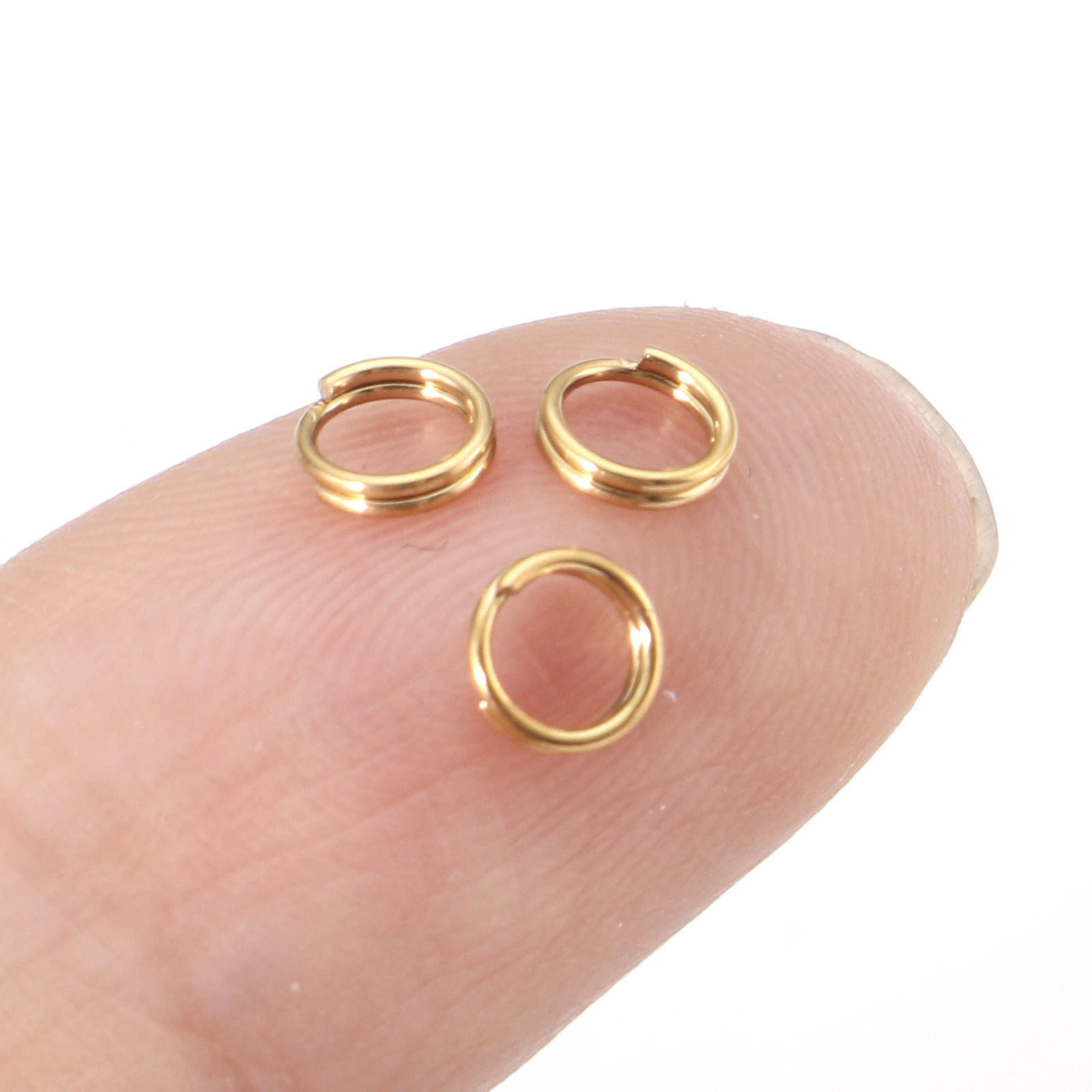 Picture of 20 PCs 4mm Dia., 0.5mm(24 gauge) 316 Stainless Steel Double Split Jump Rings Findings For Jewelry Making Real Gold Plated Round