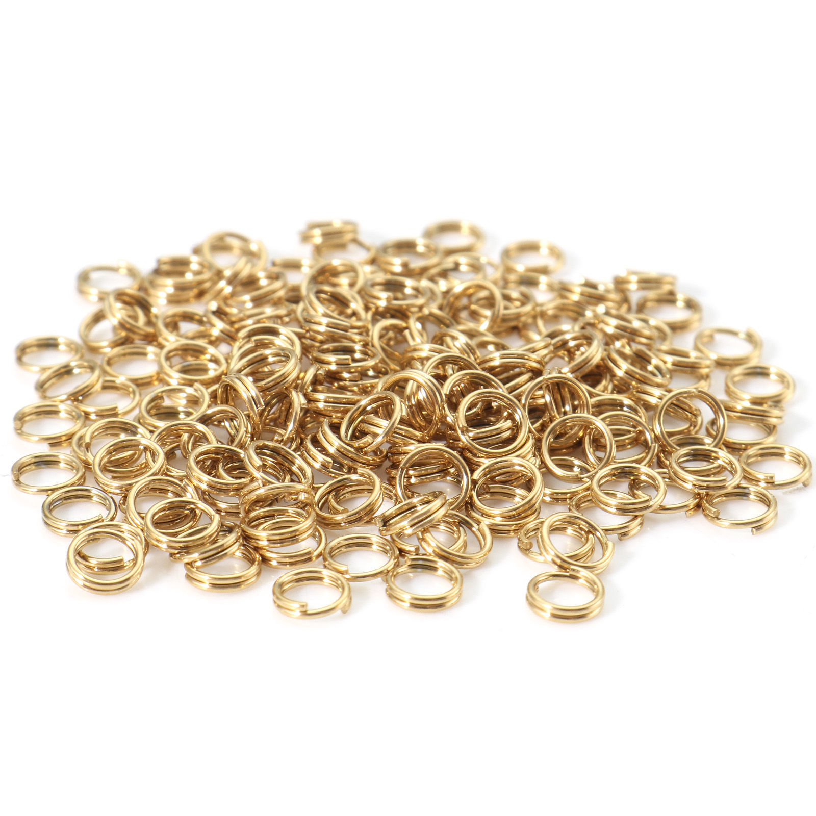Picture of 20 PCs 4mm Dia., 0.5mm(24 gauge) 316 Stainless Steel Double Split Jump Rings Findings For Jewelry Making Real Gold Plated Round