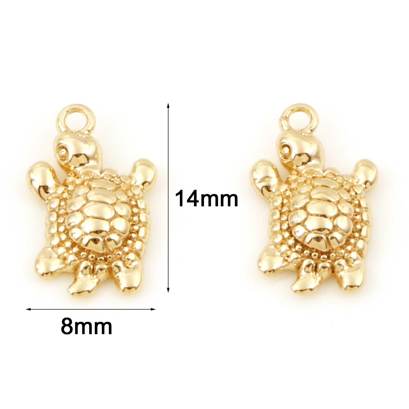 Bild von Messing Ozean Schmuck Charms 18K Echtgold plattiert Schildkroete 14mm x 8mm, 5 Stück