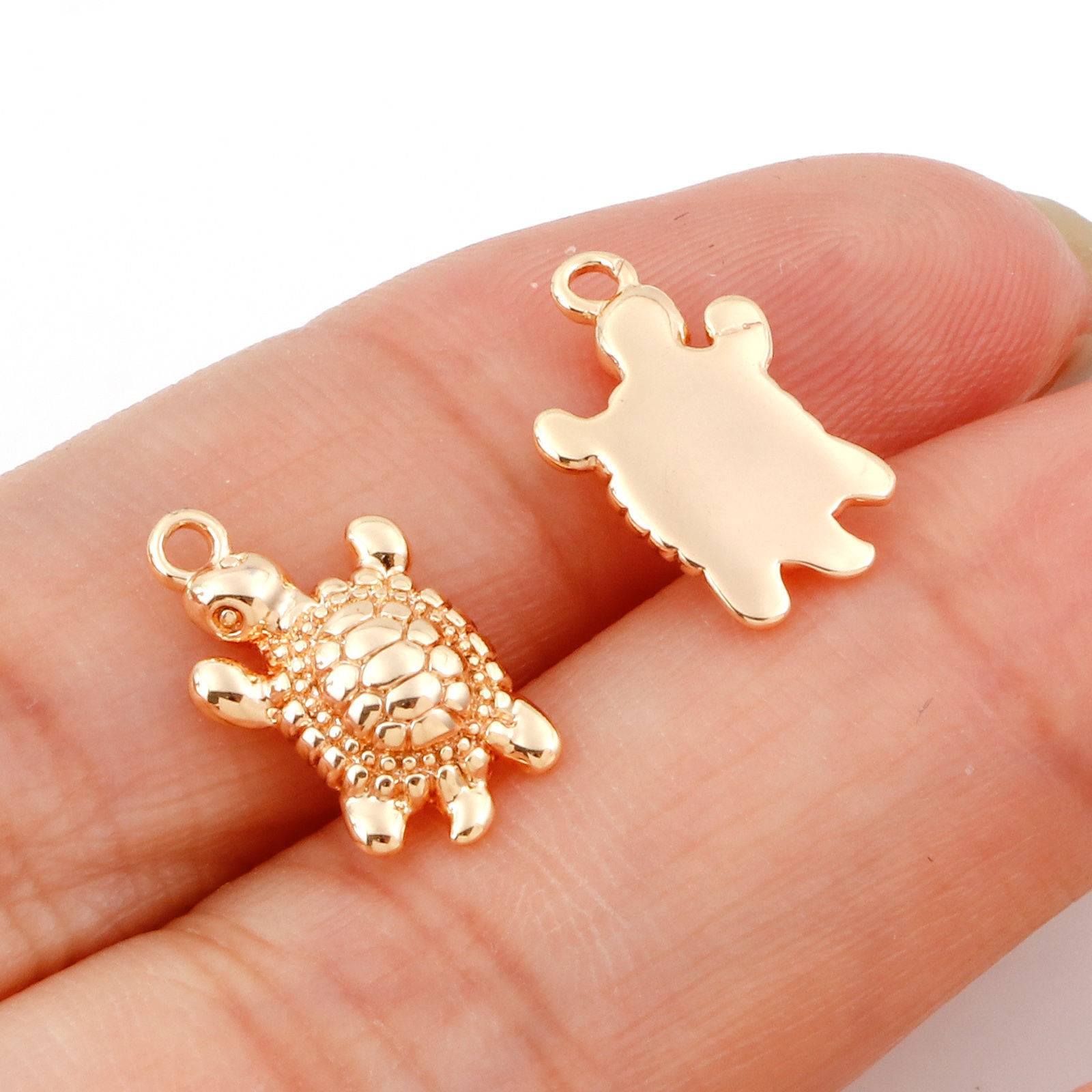 Bild von Messing Ozean Schmuck Charms 18K Echtgold plattiert Schildkroete 14mm x 8mm, 5 Stück