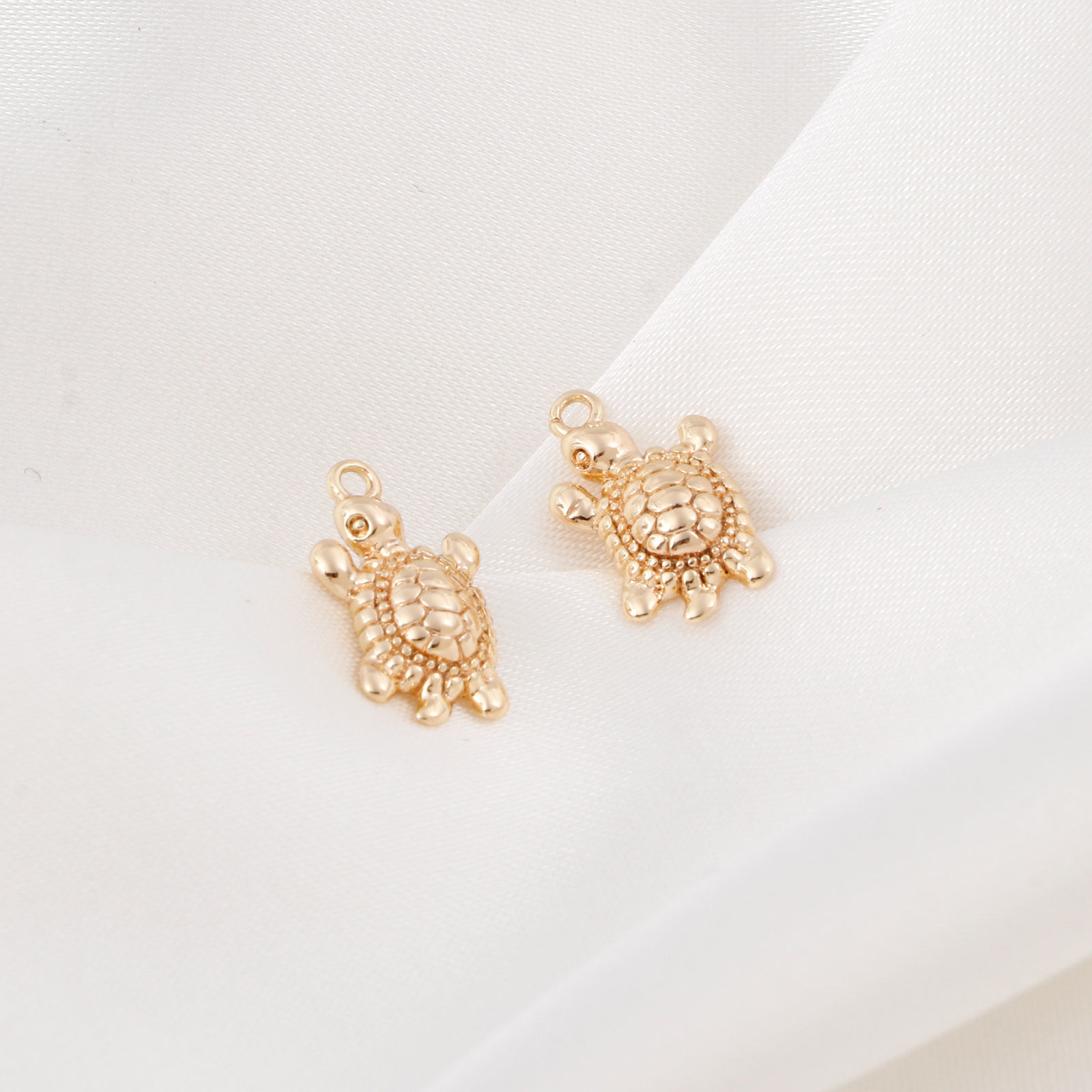 Bild von Messing Ozean Schmuck Charms 18K Echtgold plattiert Schildkroete 14mm x 8mm, 5 Stück