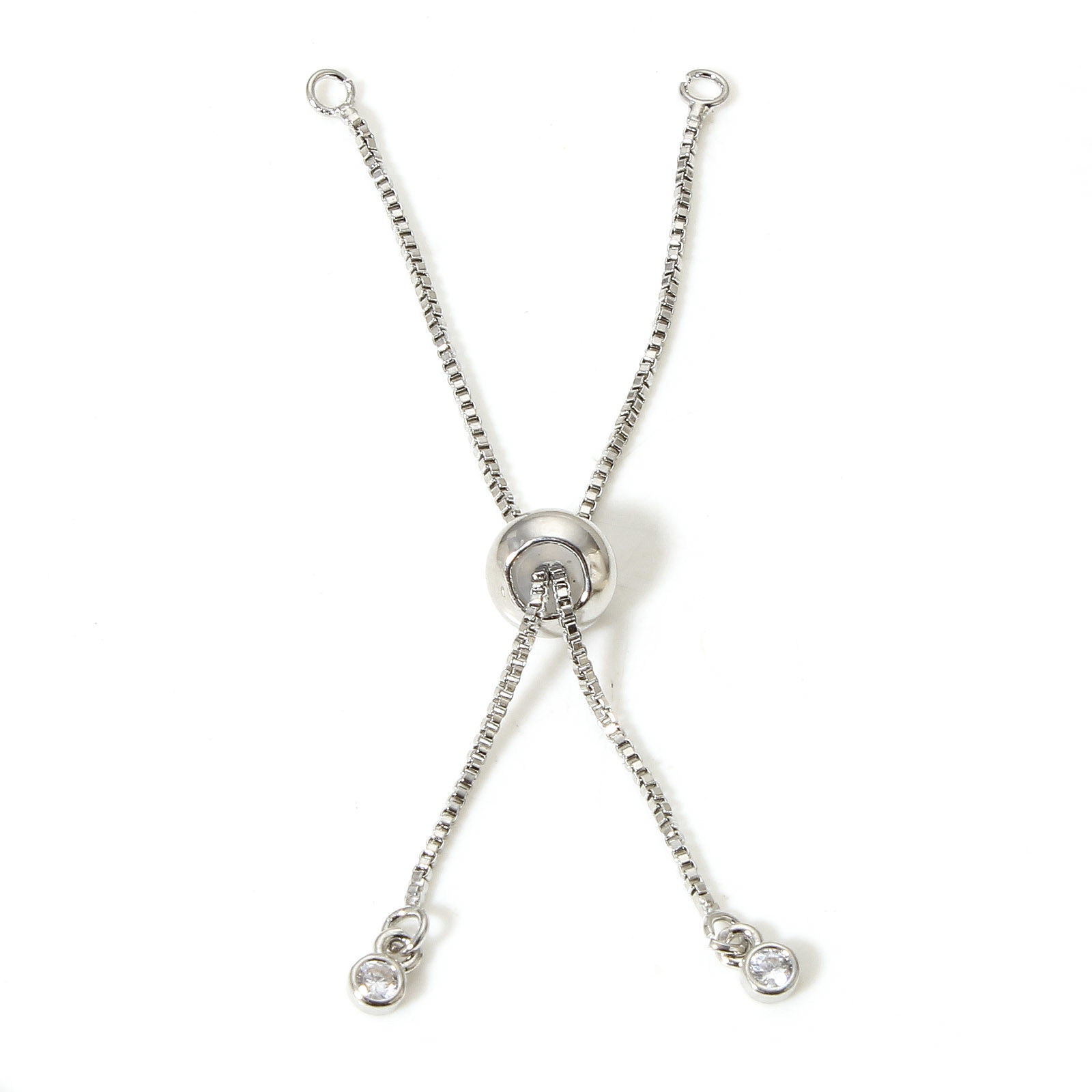 Picture of 1 Piece Brass Slider/Slide Extender Chain Real Platinum Plated 7cm