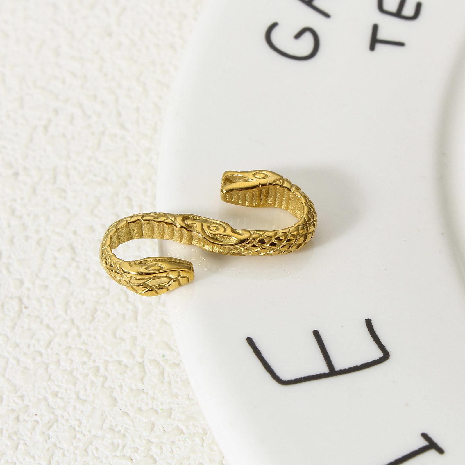 Picture of 1 Piece Eco-friendly Vacuum Plating 304 Stainless Steel Hook Clasps S-shape Snake 18K Gold Plated 27mm x 14mm