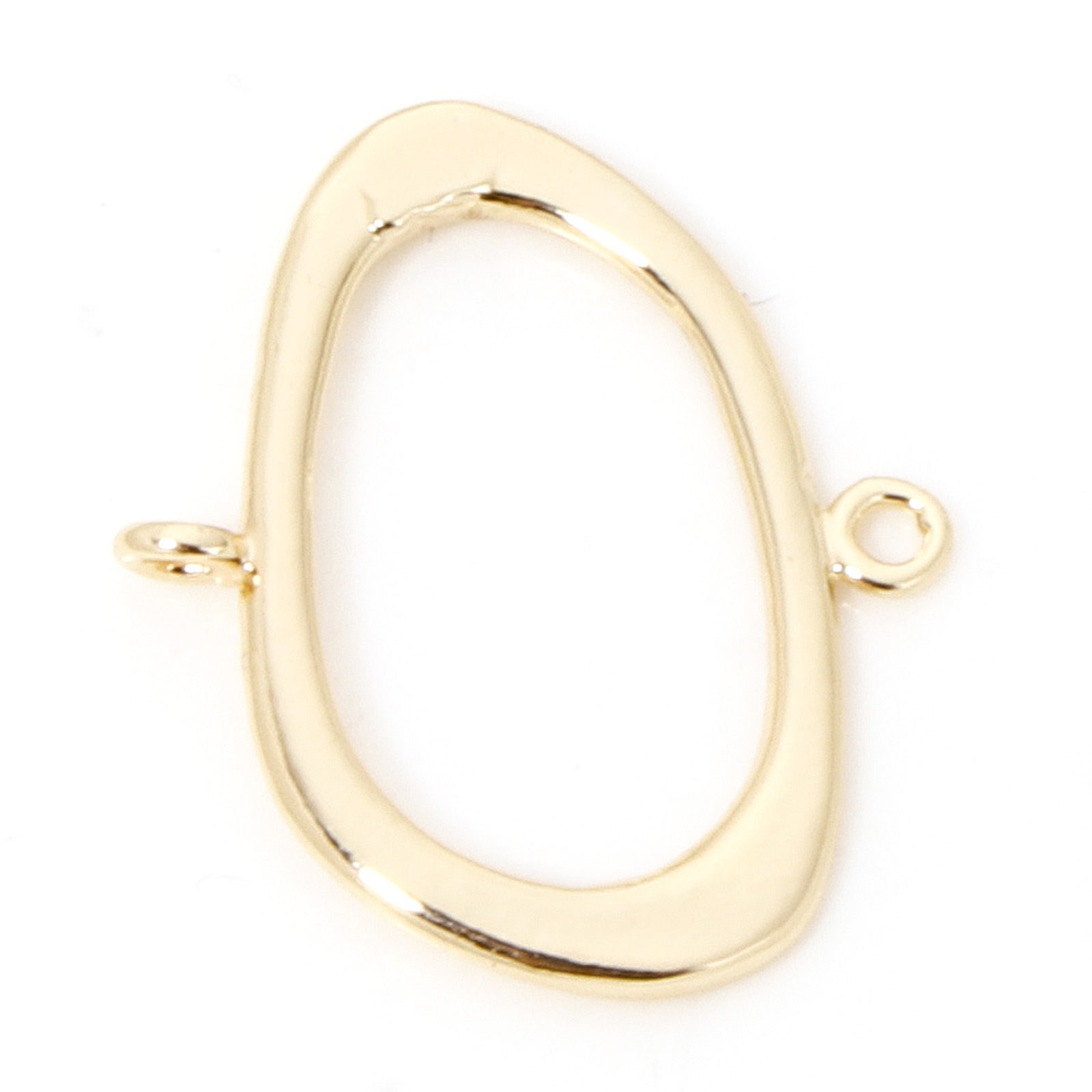 Bild von 5 Stück Messing Geometrisch Steckverbinder Charms Anhänger Unregelmäßig Oval 18K Gold Plattiert Hohl 18mm x 15.5mm