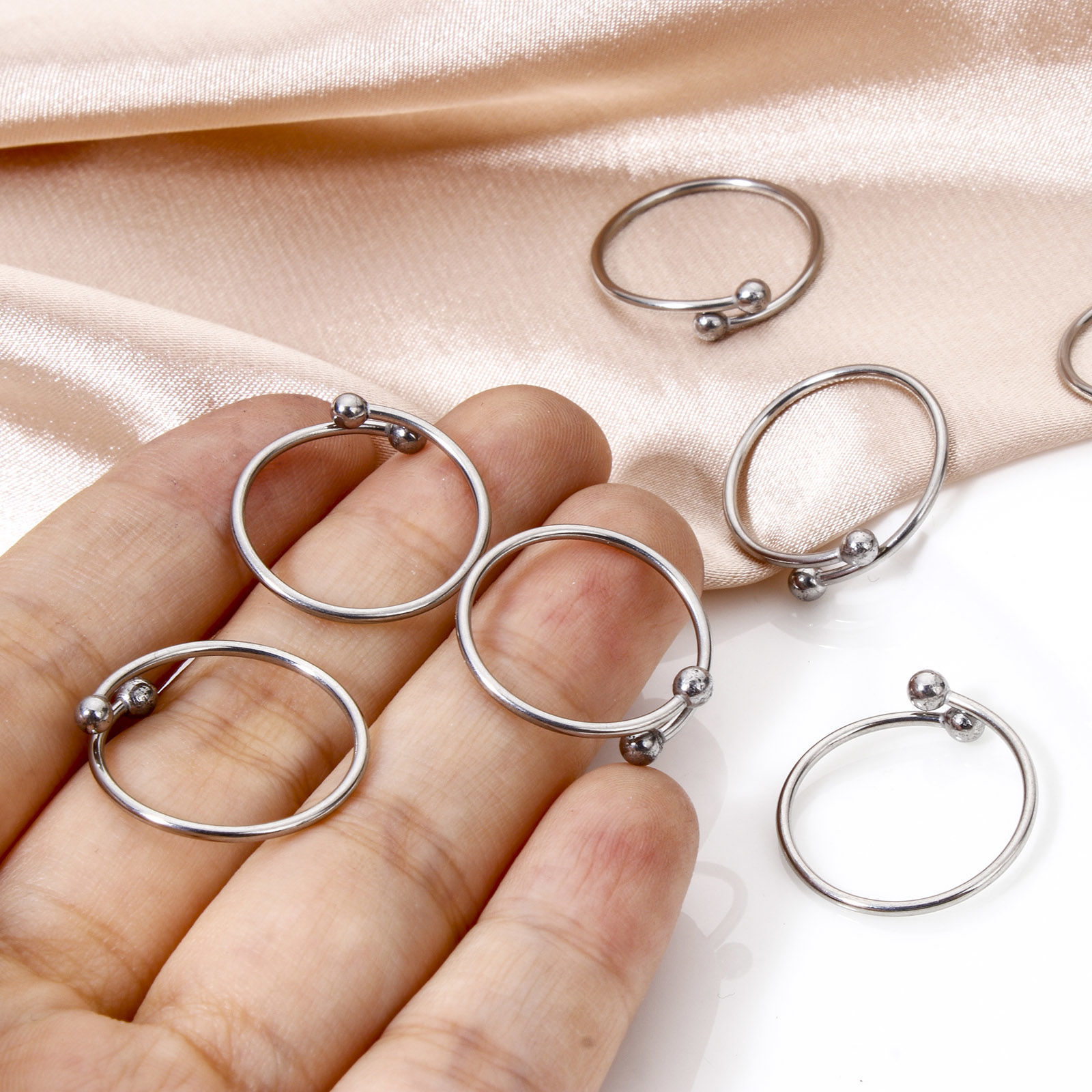 Picture of 10 PCs 304 Stainless Steel Open Rings Silver Tone 17.3mm(US Size 7)